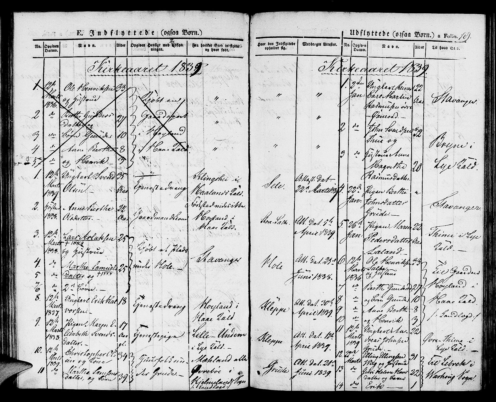 Klepp sokneprestkontor, SAST/A-101803/001/3/30BA/L0003: Parish register (official) no. A 3, 1833-1842, p. 169