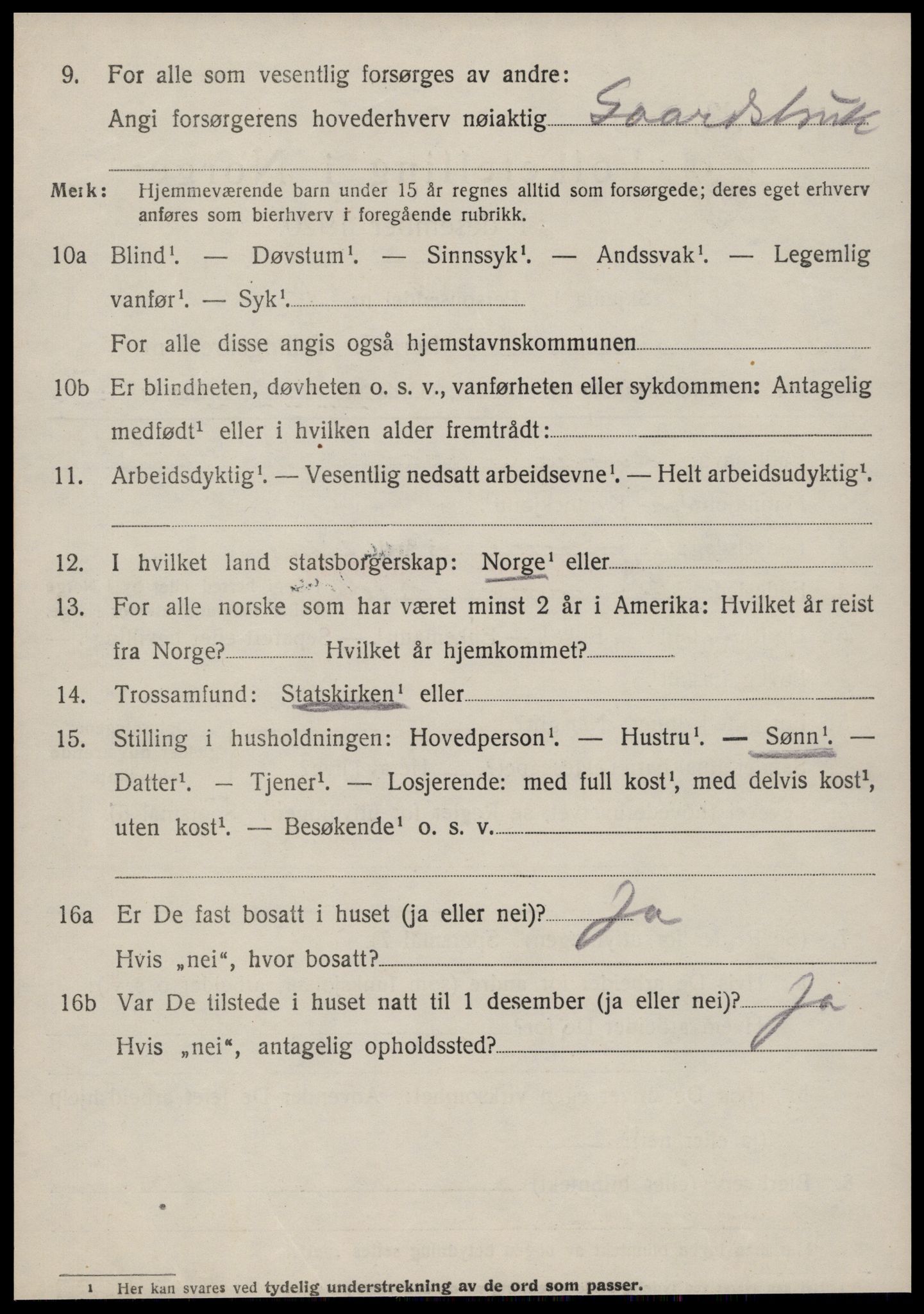 SAT, 1920 census for Volda, 1920, p. 6751