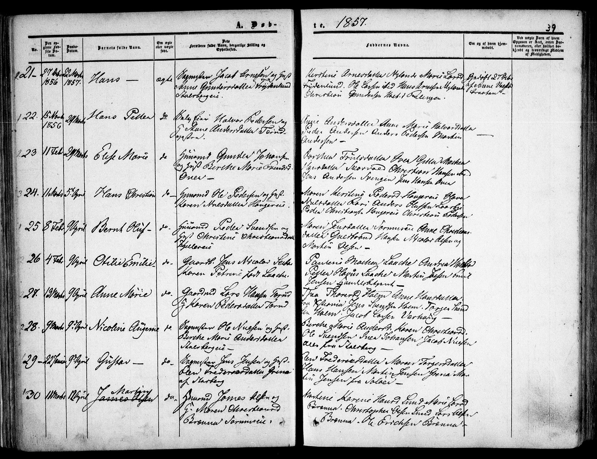 Skedsmo prestekontor Kirkebøker, SAO/A-10033a/F/Fa/L0010: Parish register (official) no. I 10, 1854-1865, p. 39