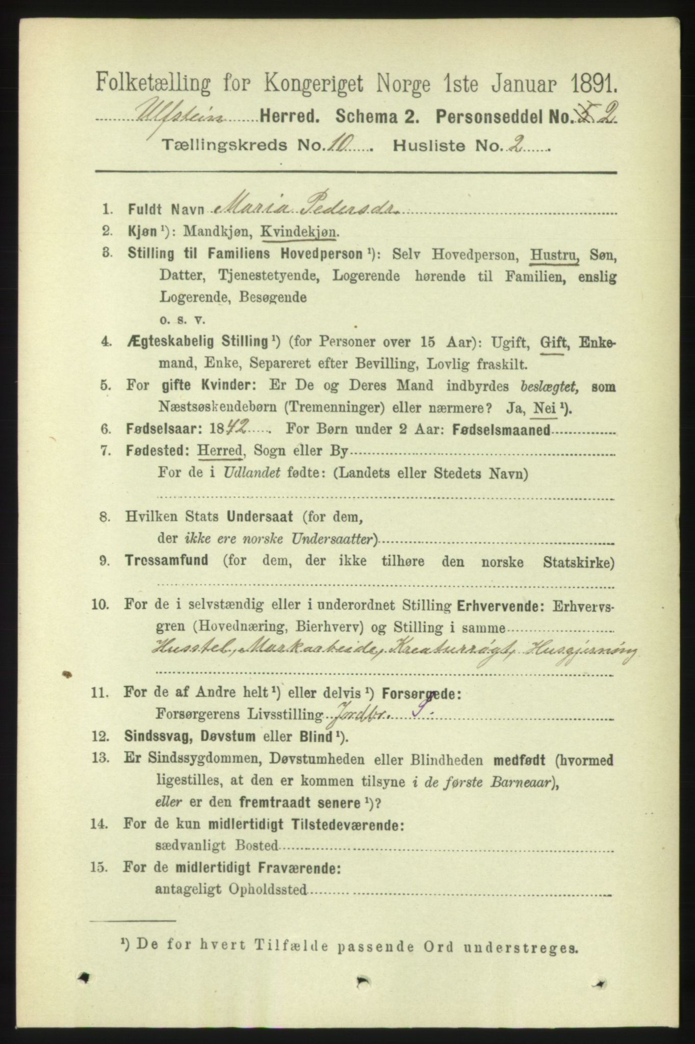 RA, 1891 census for 1516 Ulstein, 1891, p. 3161