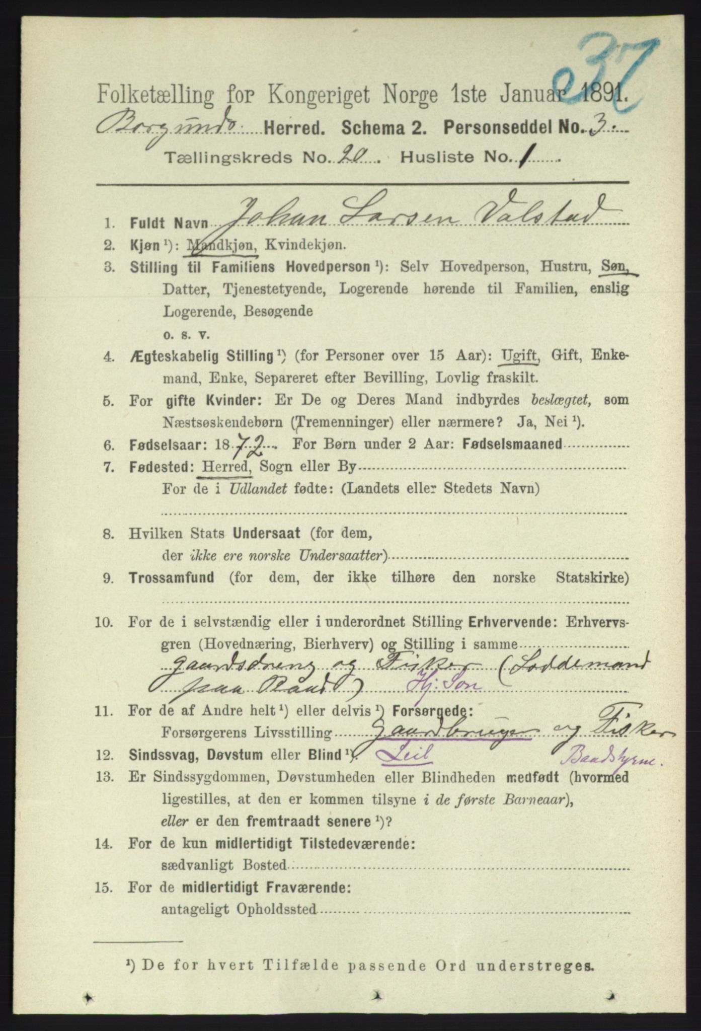 RA, 1891 census for 1531 Borgund, 1891, p. 6112