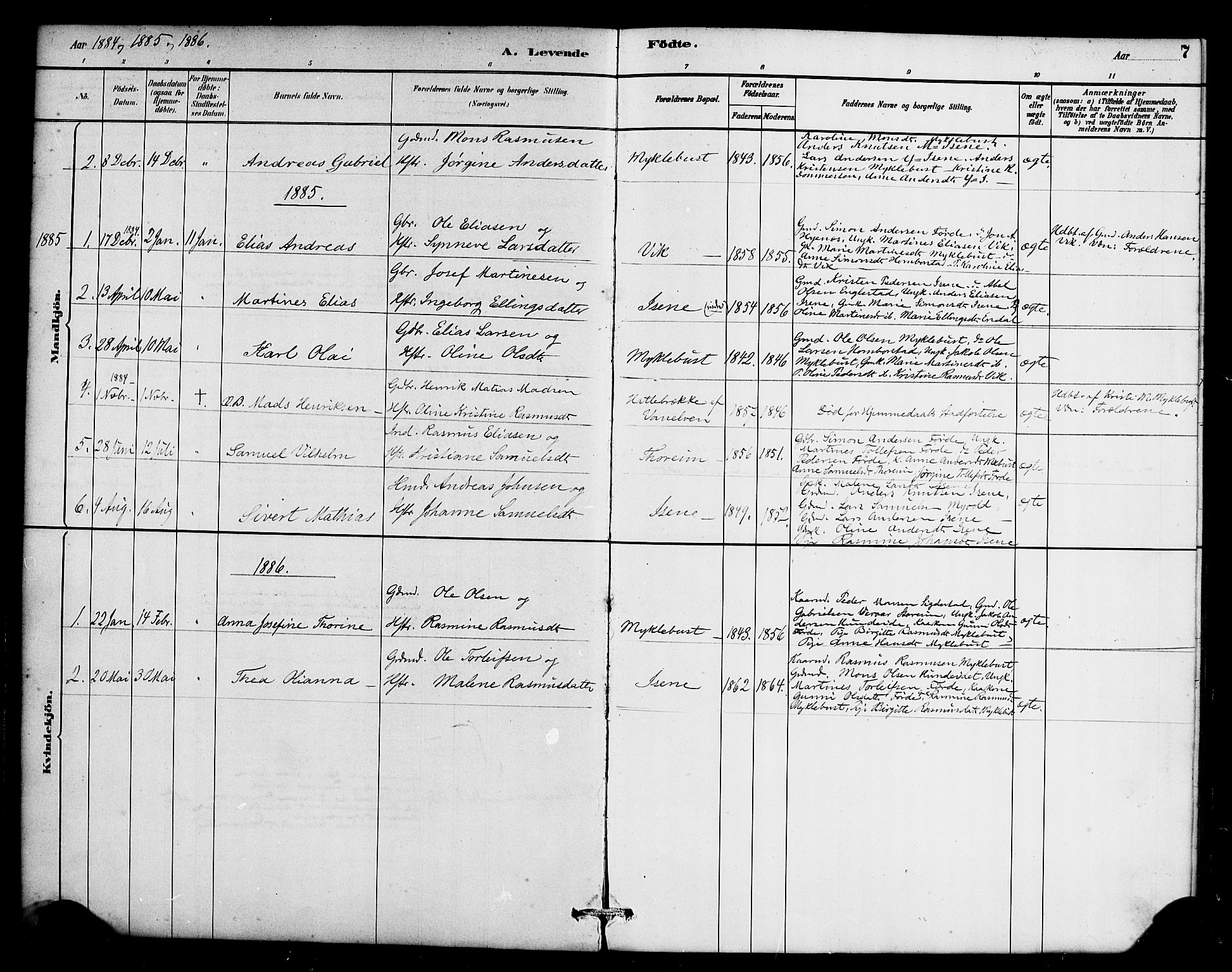 Davik sokneprestembete, AV/SAB-A-79701/H/Haa/Haae/L0001: Parish register (official) no. E 1, 1882-1900, p. 7