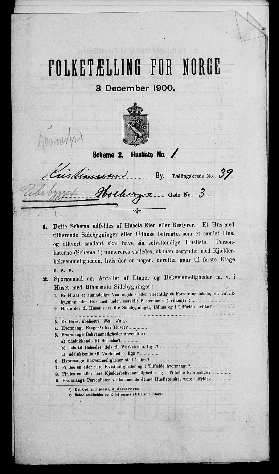 SAK, 1900 census for Kristiansand, 1900, p. 6254