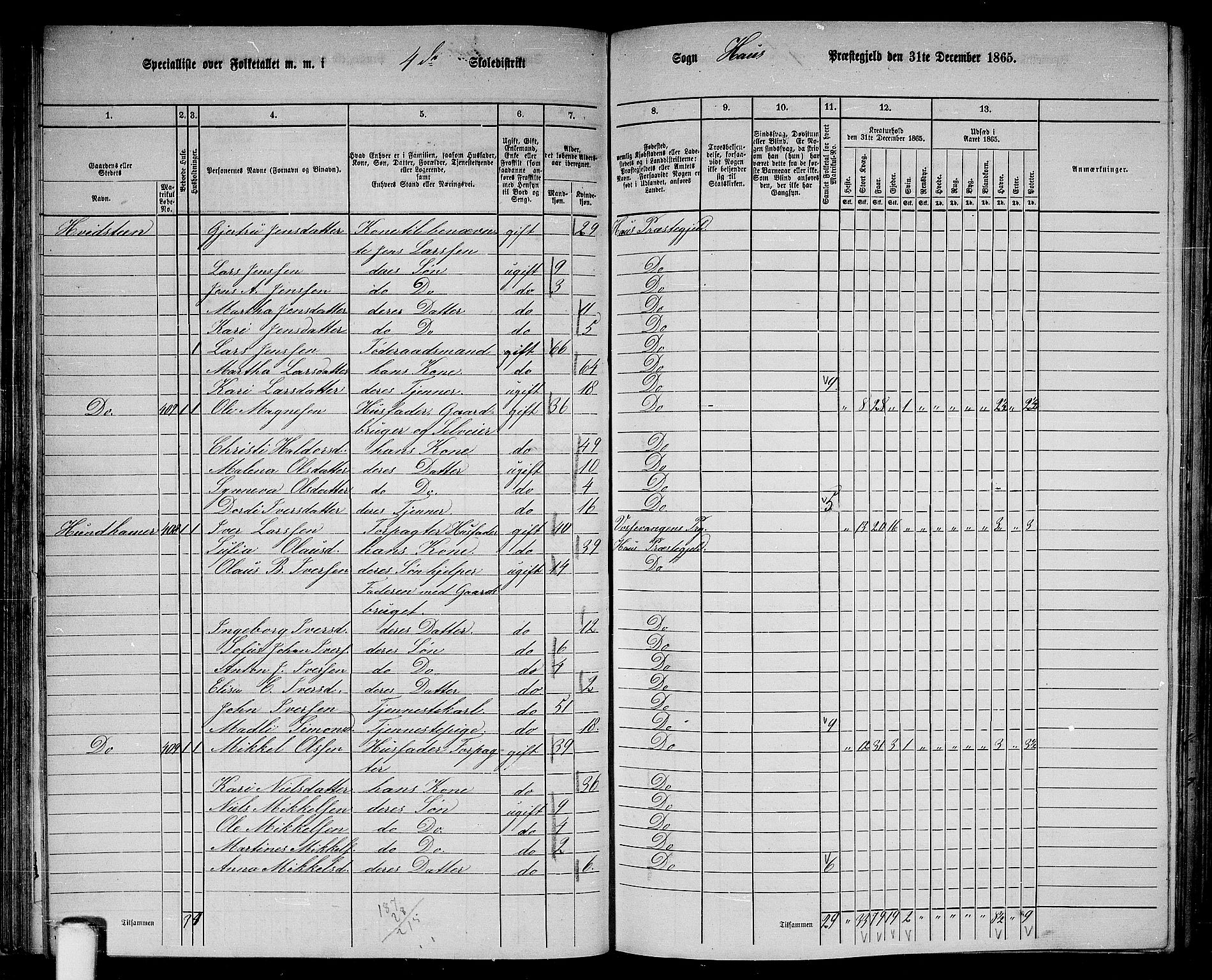 RA, 1865 census for Haus, 1865, p. 83