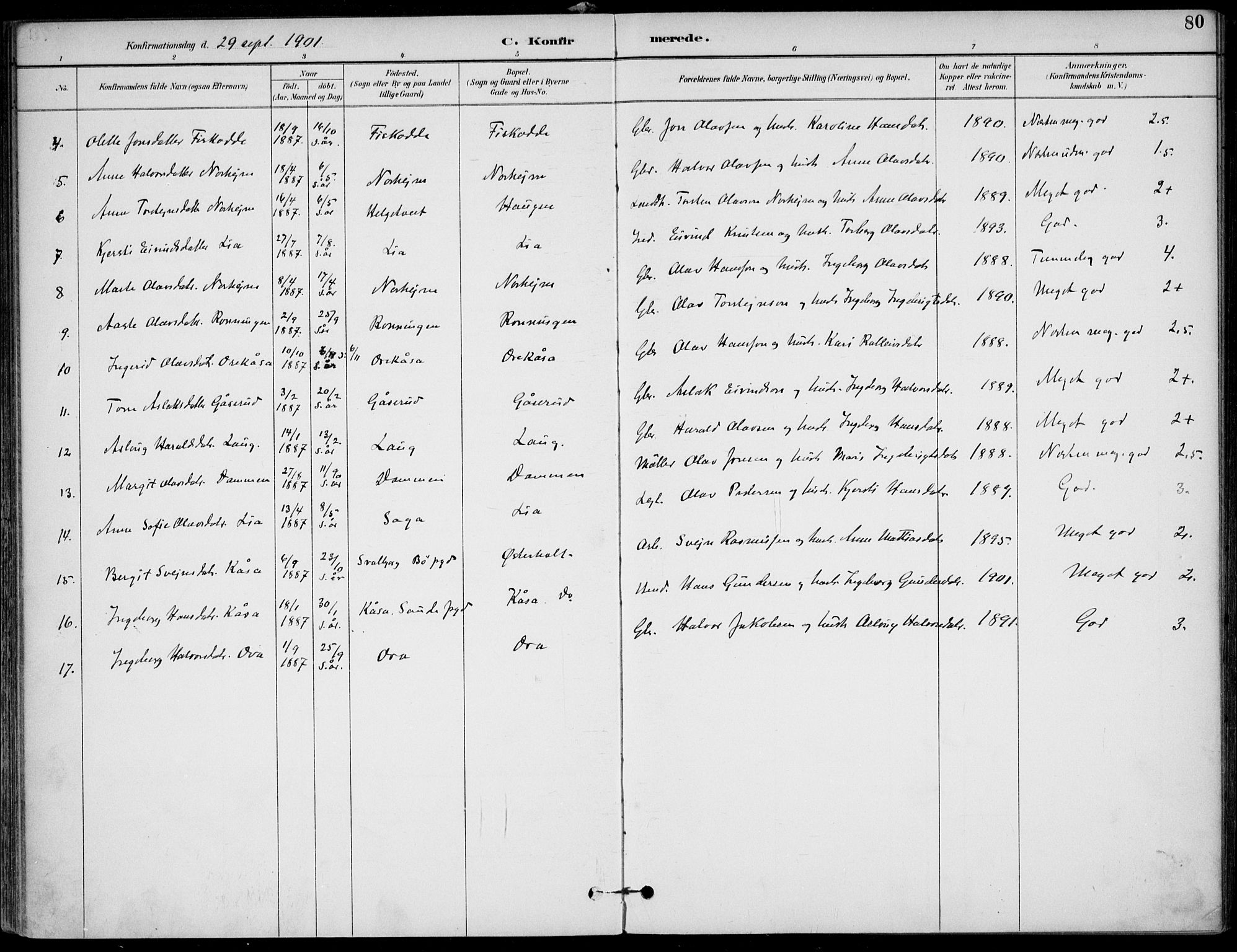 Lunde kirkebøker, AV/SAKO-A-282/F/Fa/L0003: Parish register (official) no. I 3, 1893-1902, p. 80