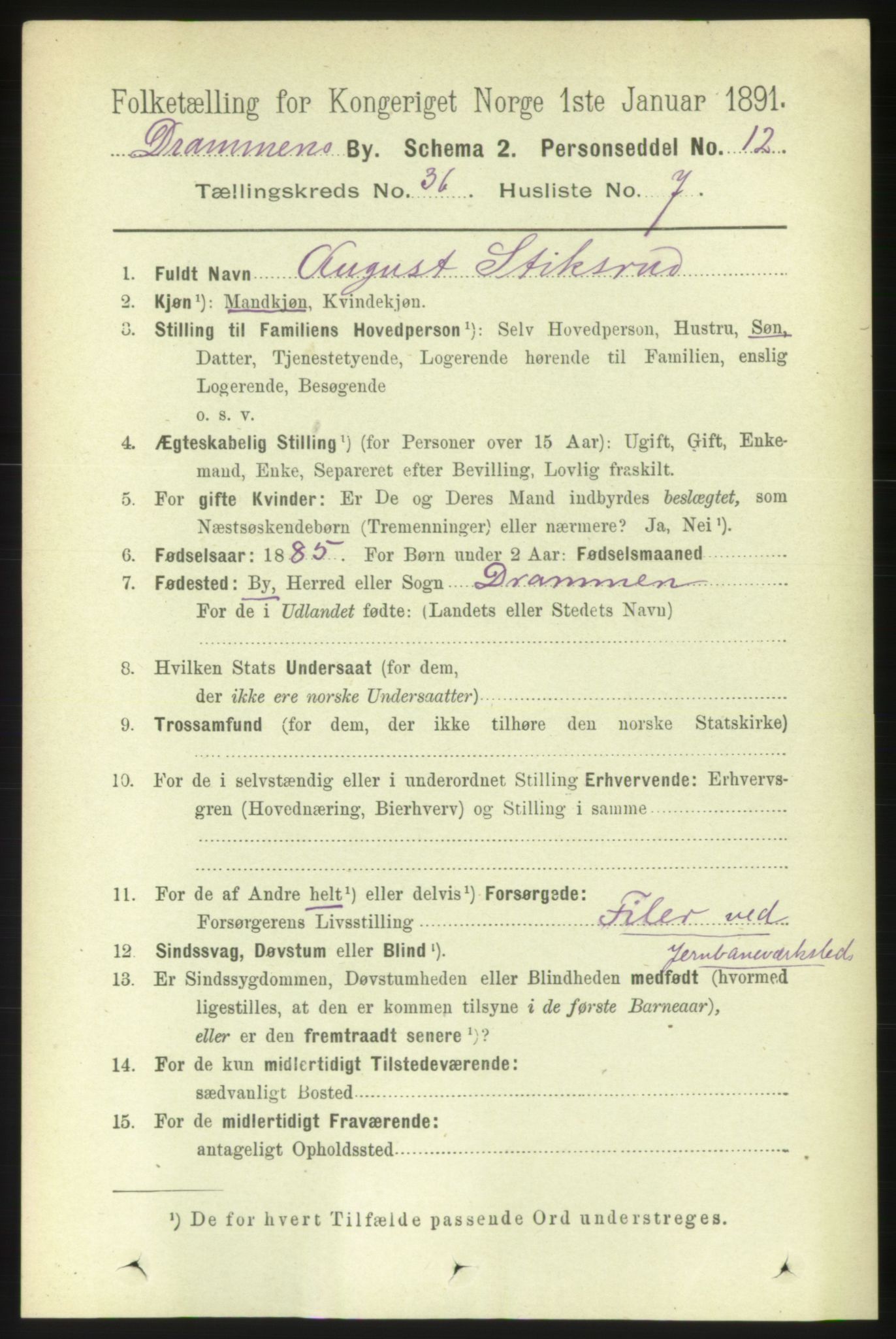 RA, 1891 census for 0602 Drammen, 1891, p. 22208