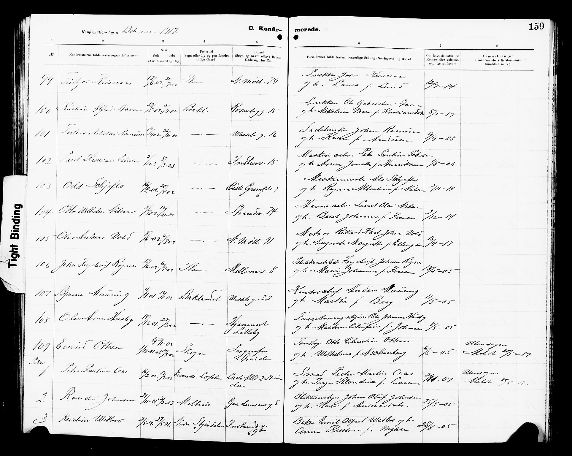 Ministerialprotokoller, klokkerbøker og fødselsregistre - Sør-Trøndelag, AV/SAT-A-1456/605/L0256: Parish register (copy) no. 605C03, 1916-1920, p. 159