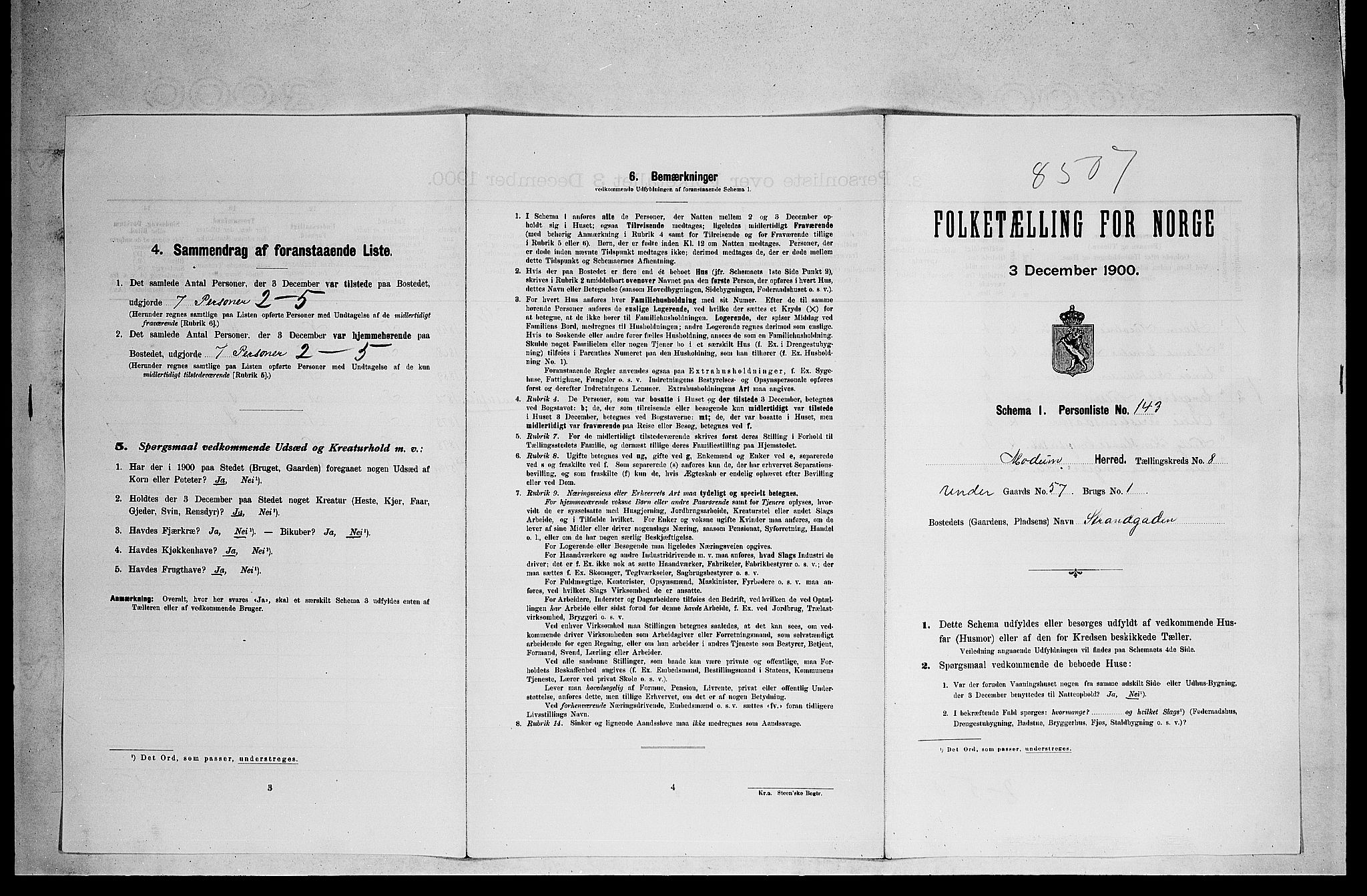 RA, 1900 census for Modum, 1900, p. 1179