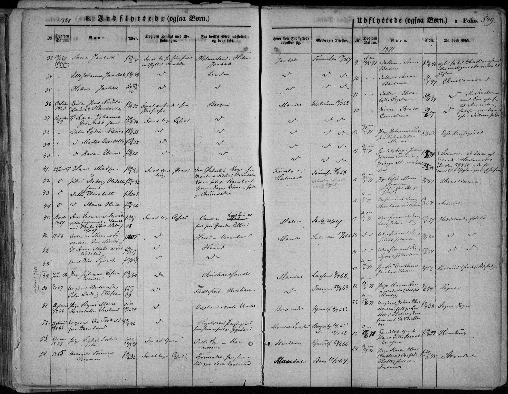 Mandal sokneprestkontor, AV/SAK-1111-0030/F/Fa/Faa/L0014: Parish register (official) no. A 14, 1859-1872, p. 549