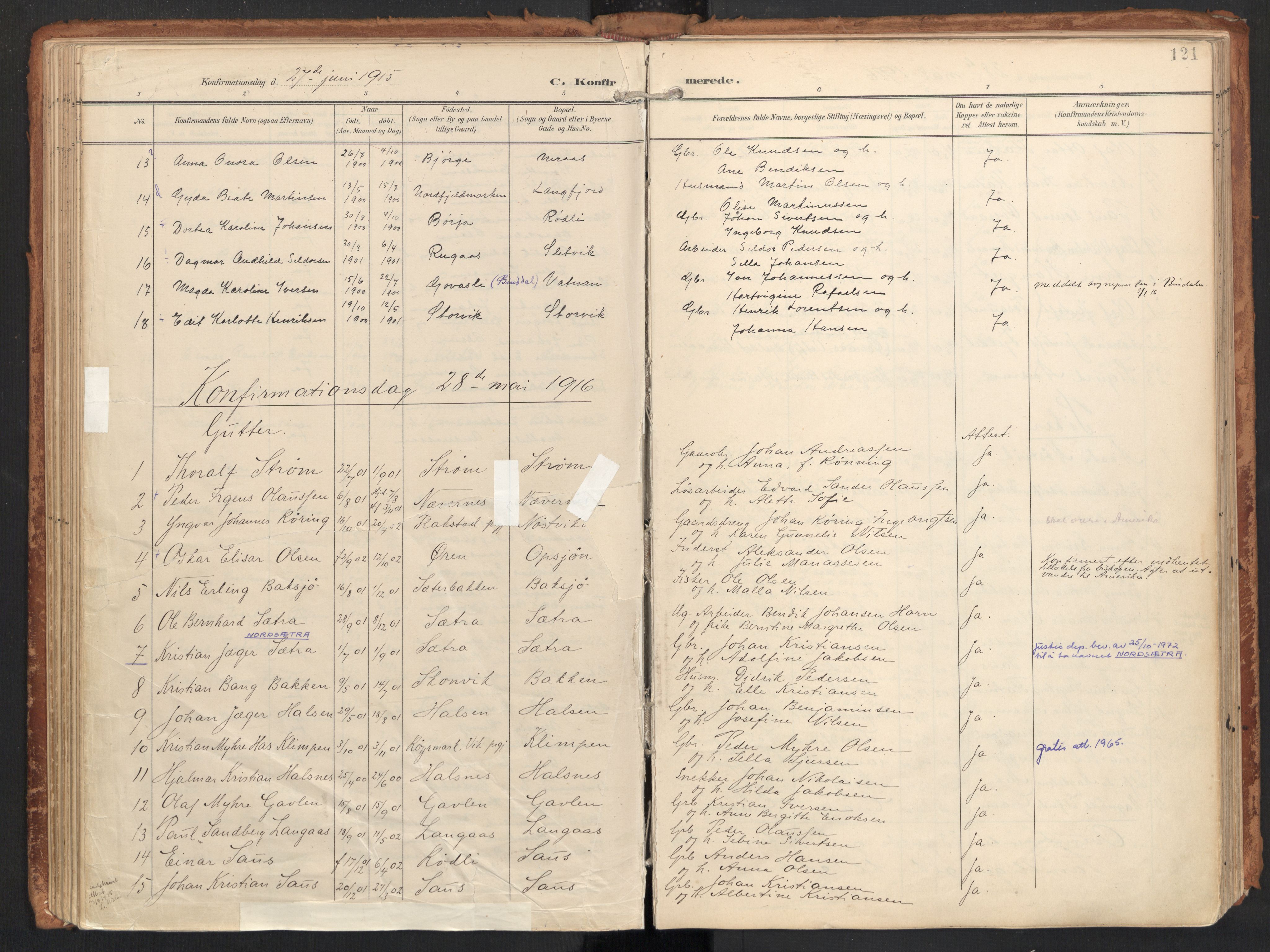 Ministerialprotokoller, klokkerbøker og fødselsregistre - Nordland, SAT/A-1459/814/L0227: Parish register (official) no. 814A08, 1899-1920, p. 121