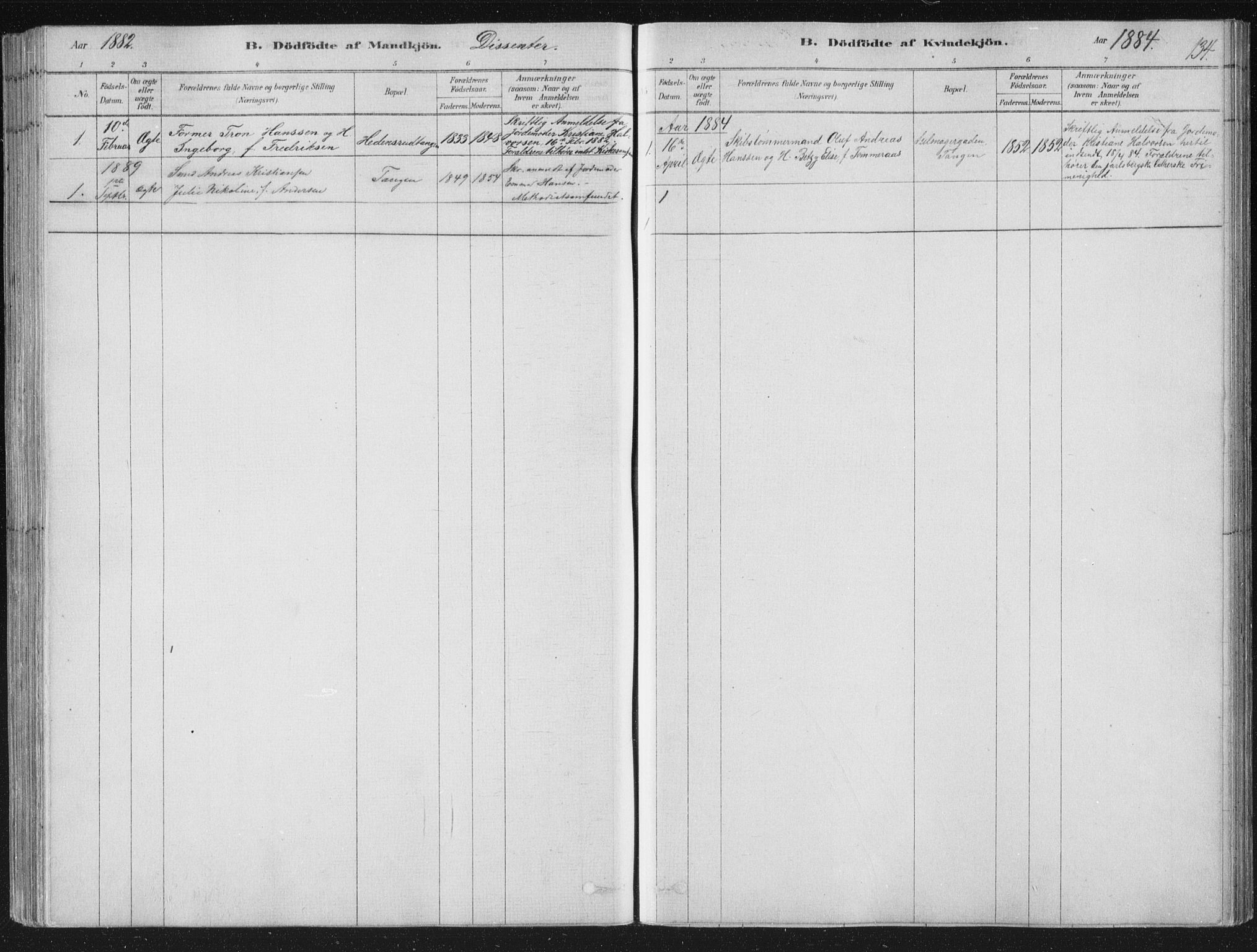 Strømsø kirkebøker, AV/SAKO-A-246/F/Fb/L0005: Parish register (official) no. II 5, 1877-1902, p. 134