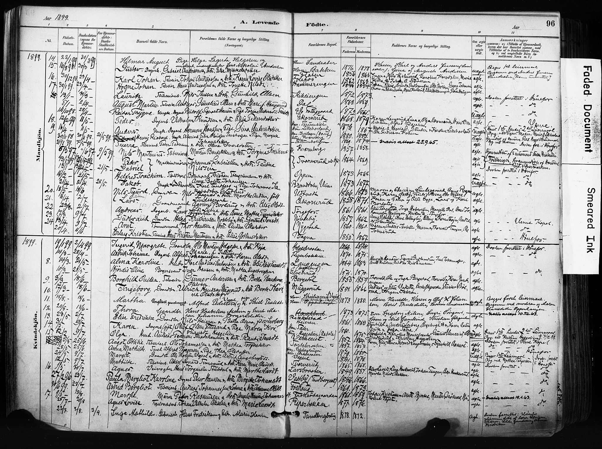 Norderhov kirkebøker, AV/SAKO-A-237/F/Fa/L0016: Parish register (official) no. 16, 1885-1902, p. 96