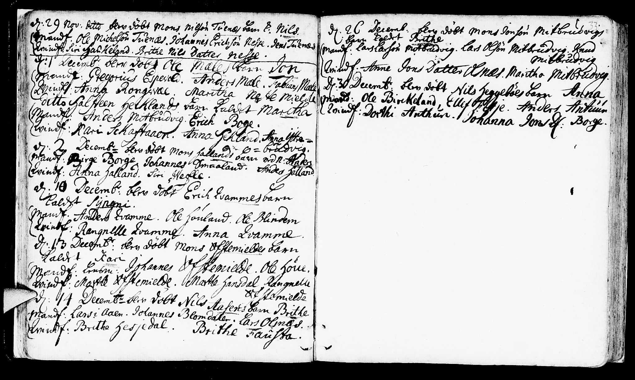 Haus sokneprestembete, SAB/A-75601/H/Haa: Parish register (official) no. A 4, 1723-1733, p. 33