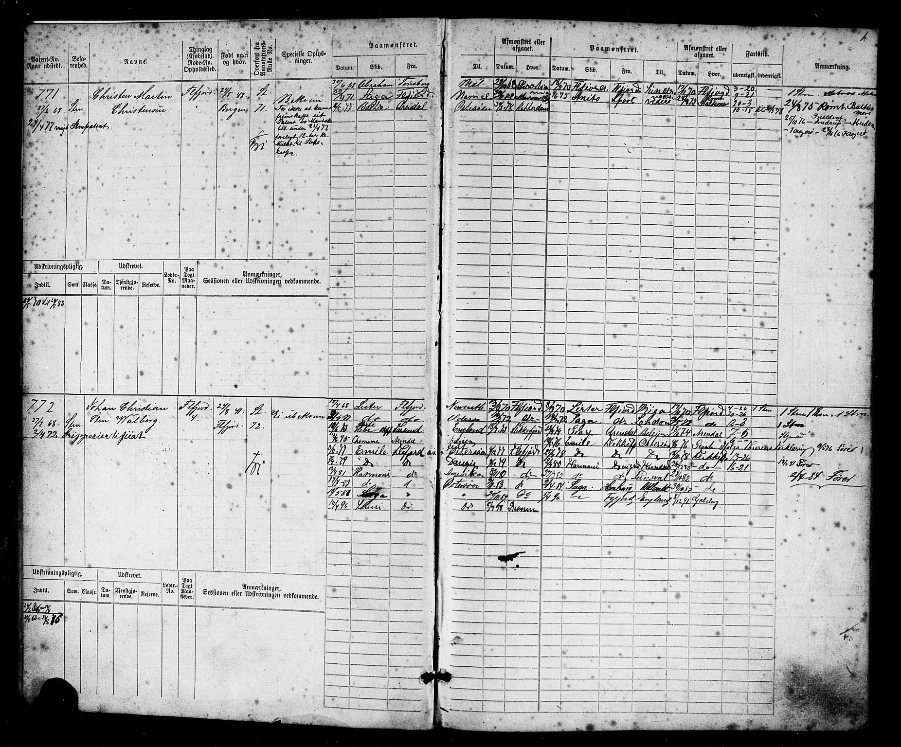 Flekkefjord mønstringskrets, AV/SAK-2031-0018/F/Fb/L0009: Hovedrulle nr 771-1533, Æ-6, 1868-1900, p. 2