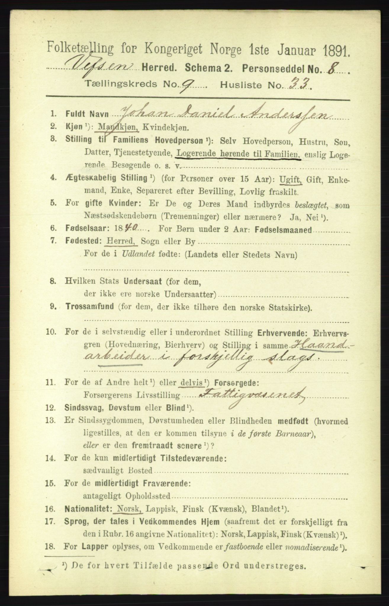 RA, 1891 census for 1824 Vefsn, 1891, p. 4901