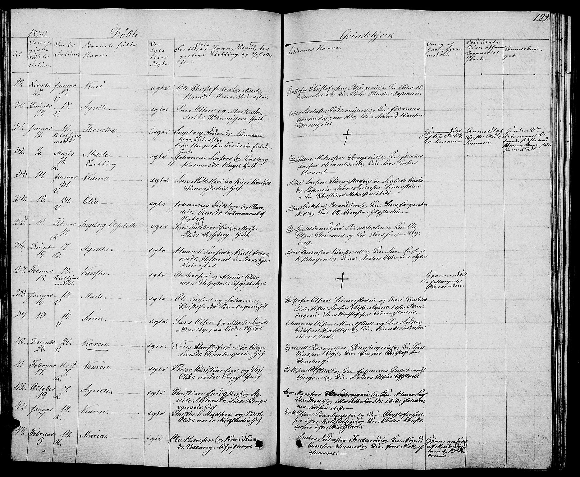 Ringsaker prestekontor, AV/SAH-PREST-014/L/La/L0004: Parish register (copy) no. 4, 1827-1838, p. 122