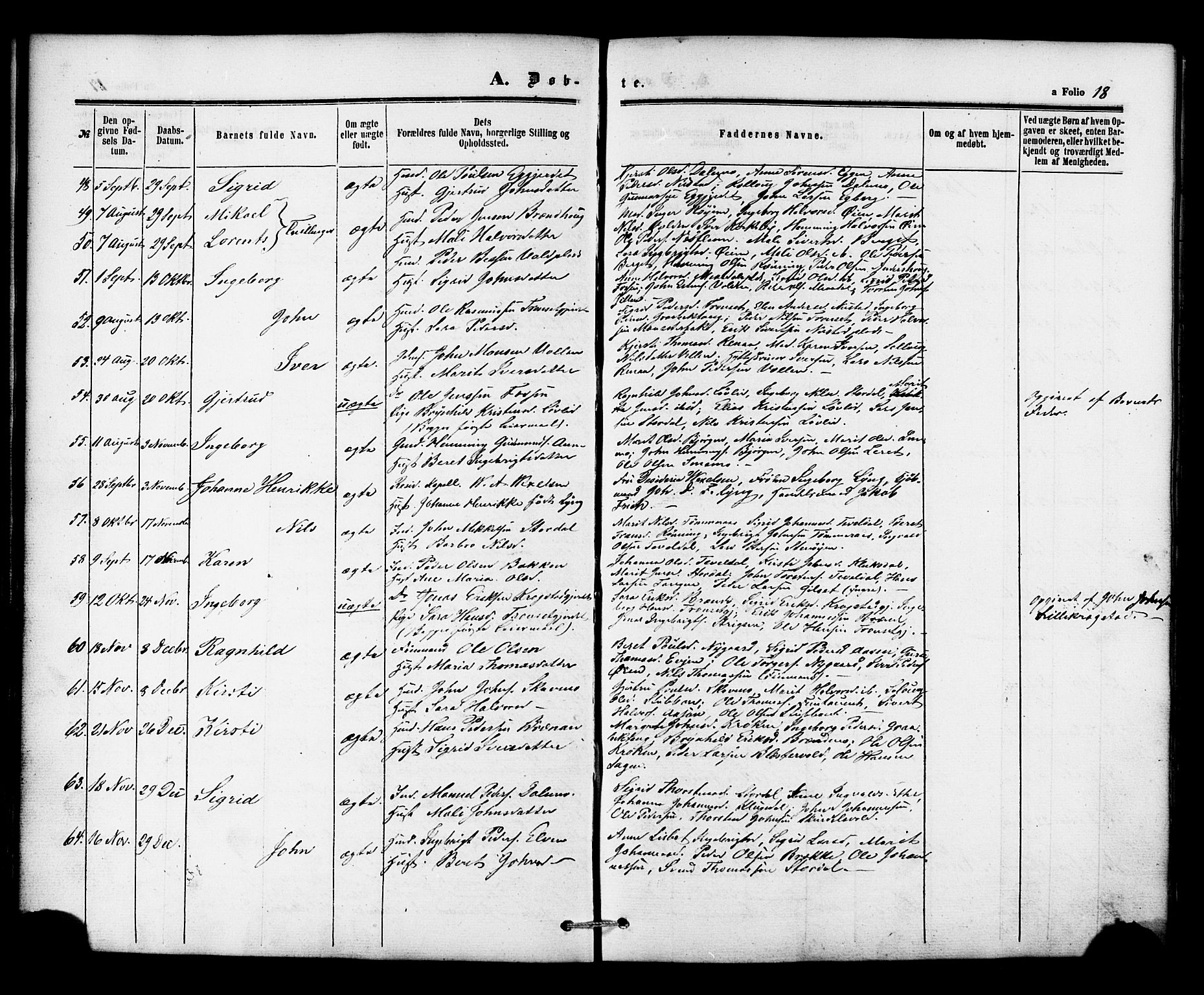 Ministerialprotokoller, klokkerbøker og fødselsregistre - Nord-Trøndelag, SAT/A-1458/706/L0041: Parish register (official) no. 706A02, 1862-1877, p. 18