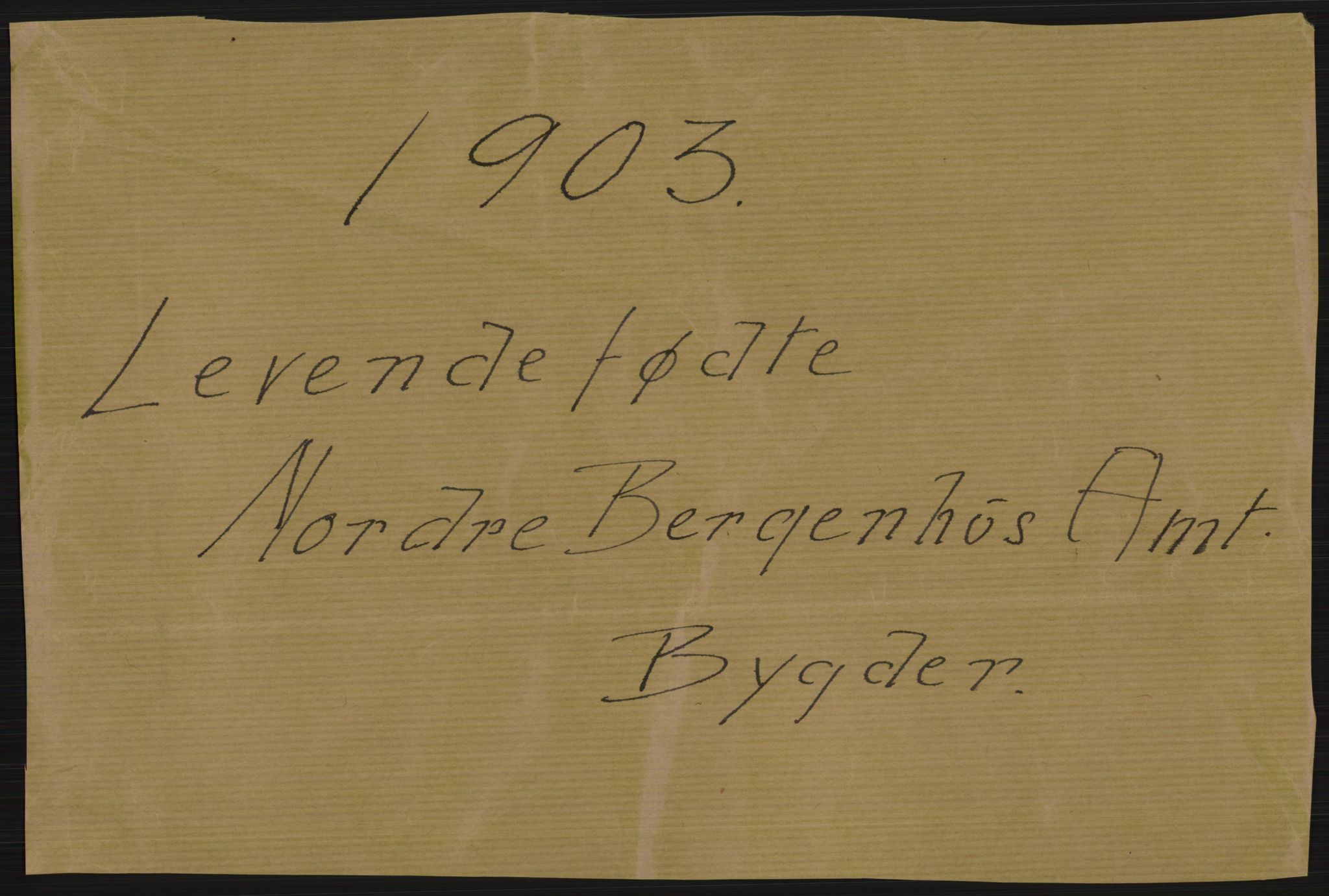 Statistisk sentralbyrå, Sosiodemografiske emner, Befolkning, RA/S-2228/D/Df/Dfa/Dfaa/L0015: Nordre Bergenhus: Fødte, gifte, døde. Bygder, 1903, p. 1