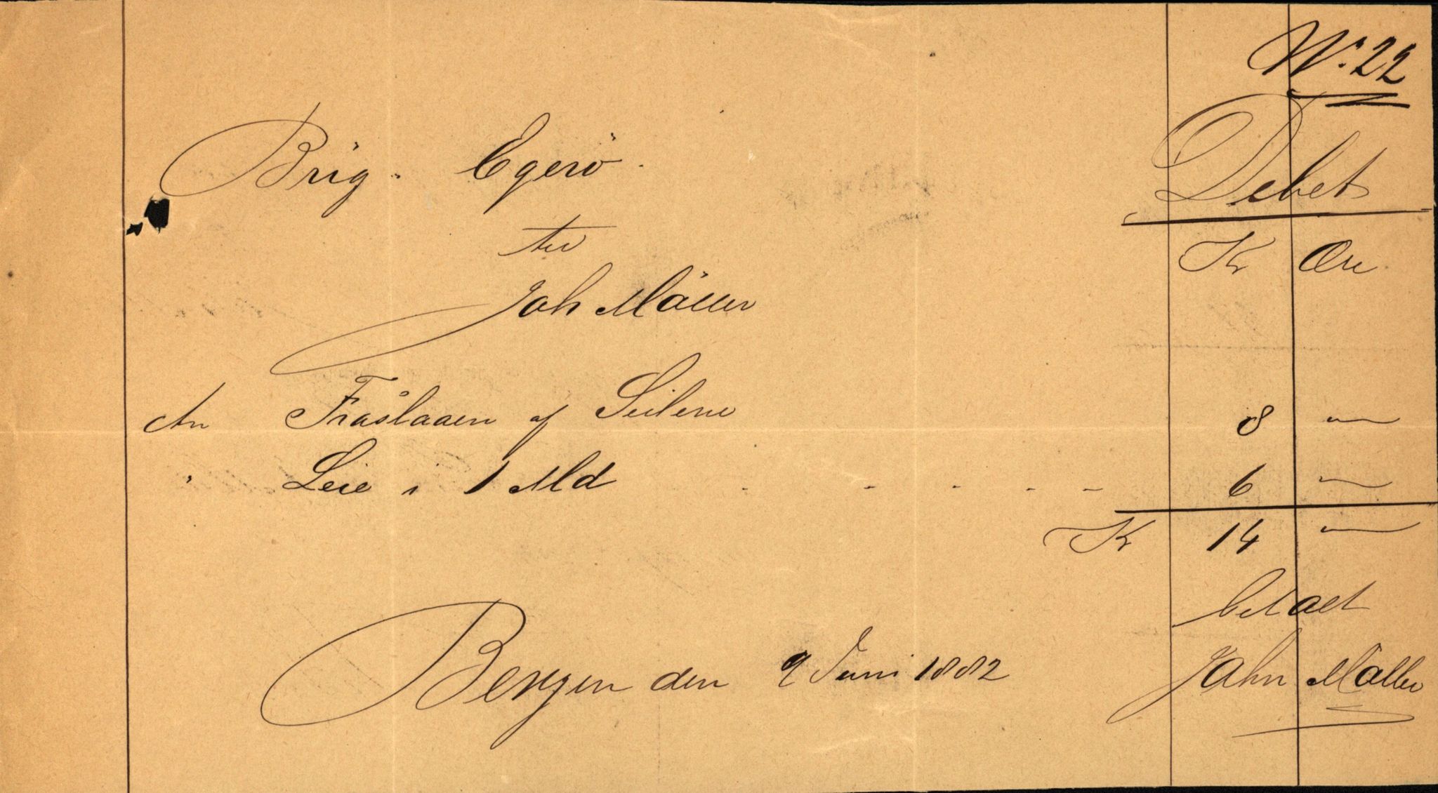 Pa 63 - Østlandske skibsassuranceforening, VEMU/A-1079/G/Ga/L0015/0003: Havaridokumenter / Egerøen, 1882