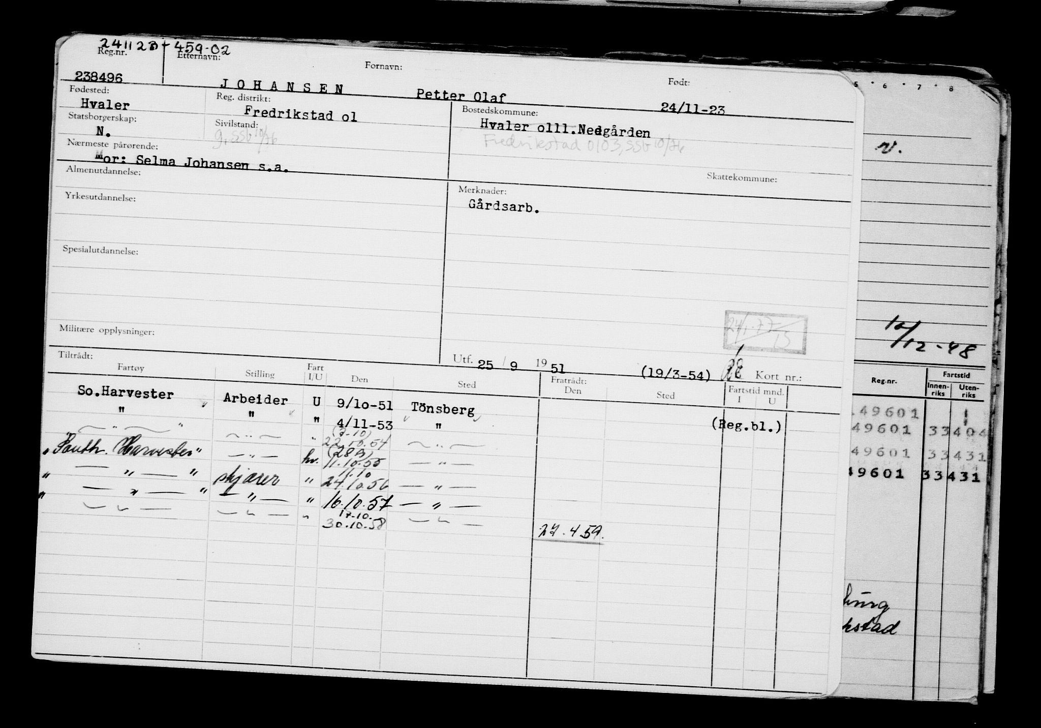 Direktoratet for sjømenn, AV/RA-S-3545/G/Gb/L0225: Hovedkort, 1923, p. 225