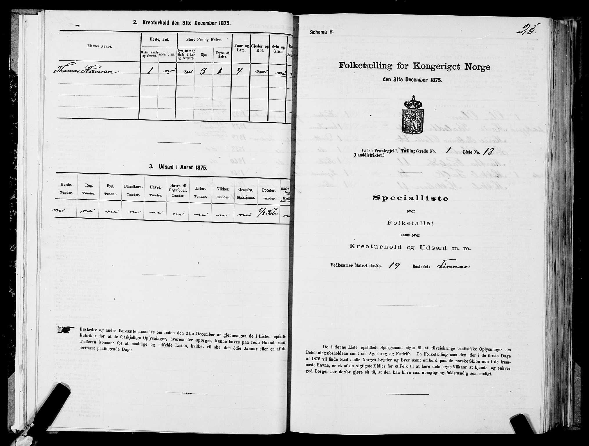 SATØ, 1875 census for 2029L Vadsø/Vadsø, 1875, p. 1025
