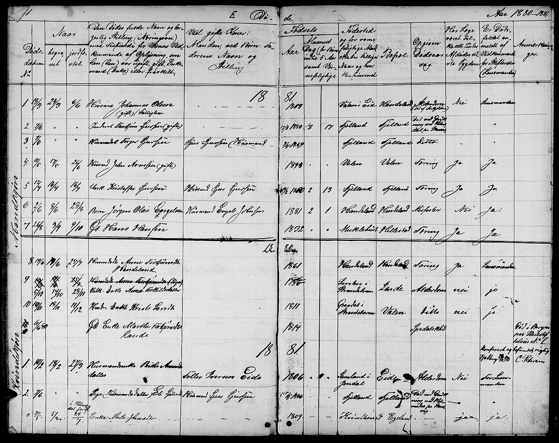 Fjelberg sokneprestembete, SAB/A-75201/H/Hab: Parish register (copy) no. B 3, 1868-1888, p. 181