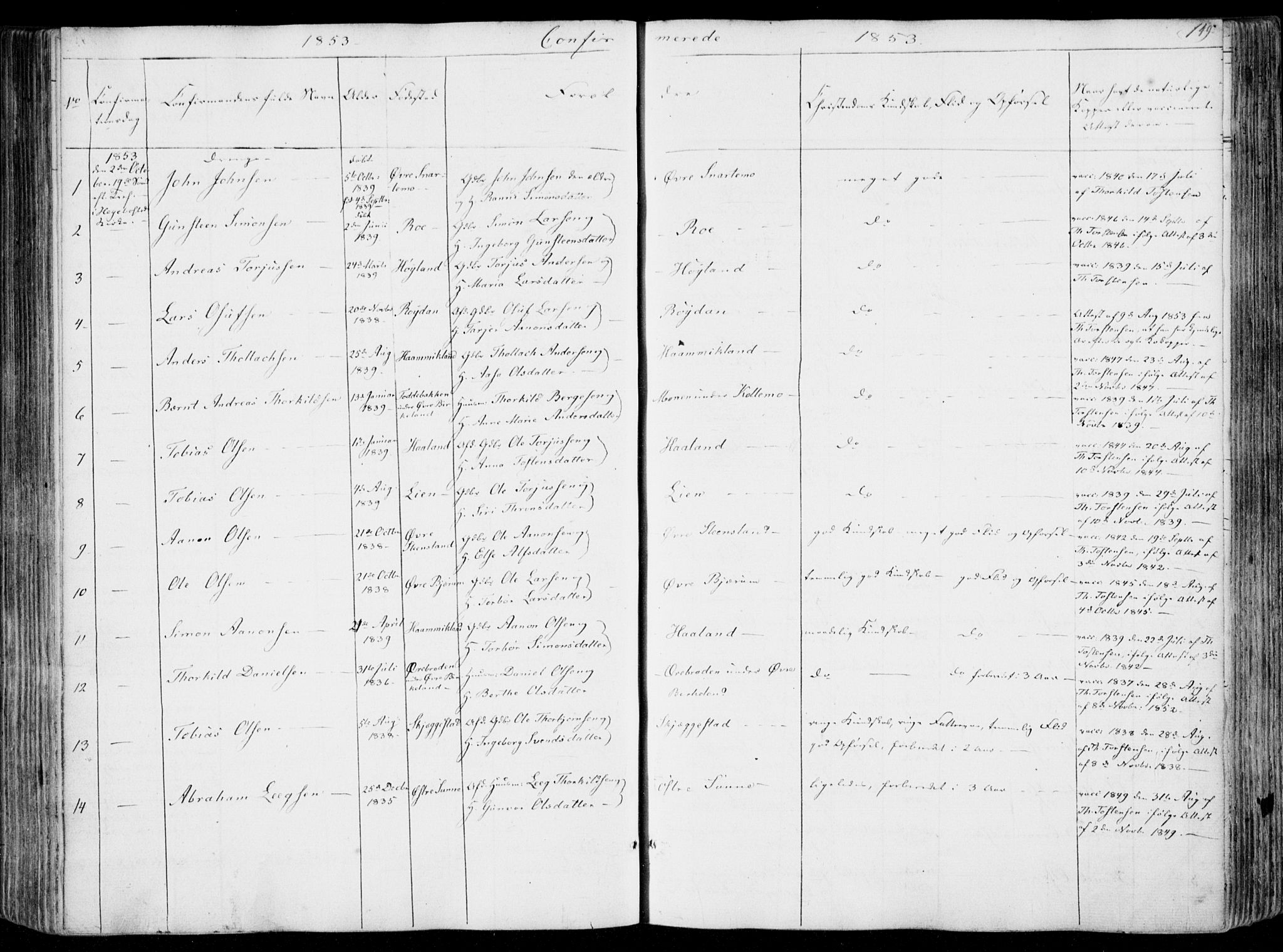 Hægebostad sokneprestkontor, AV/SAK-1111-0024/F/Fa/Faa/L0004: Parish register (official) no. A 4, 1834-1864, p. 149