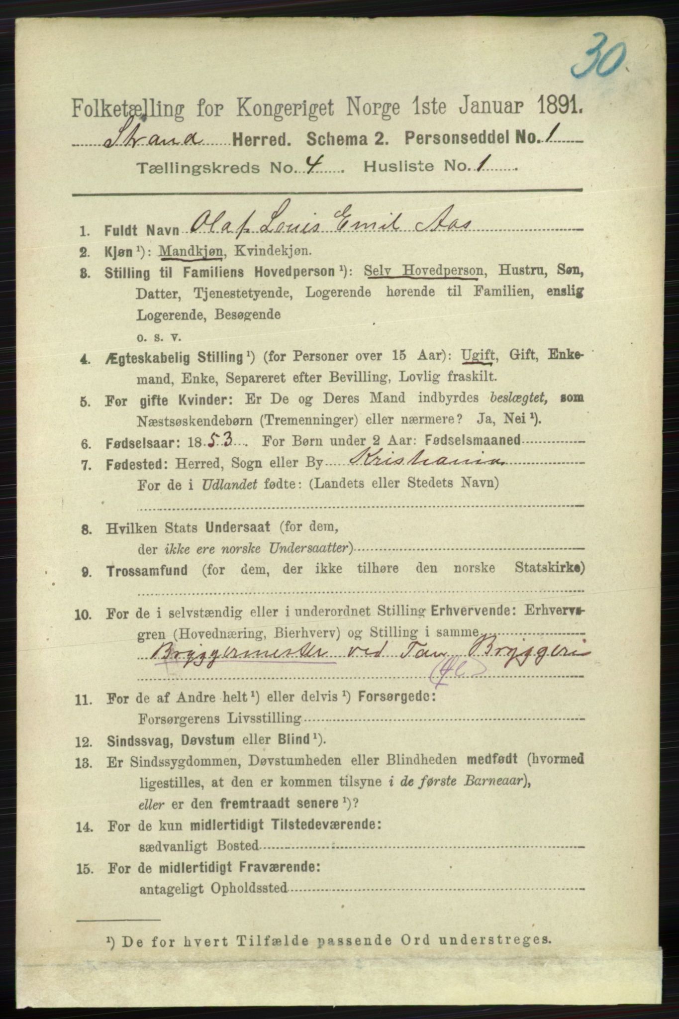 RA, 1891 census for 1130 Strand, 1891, p. 1120