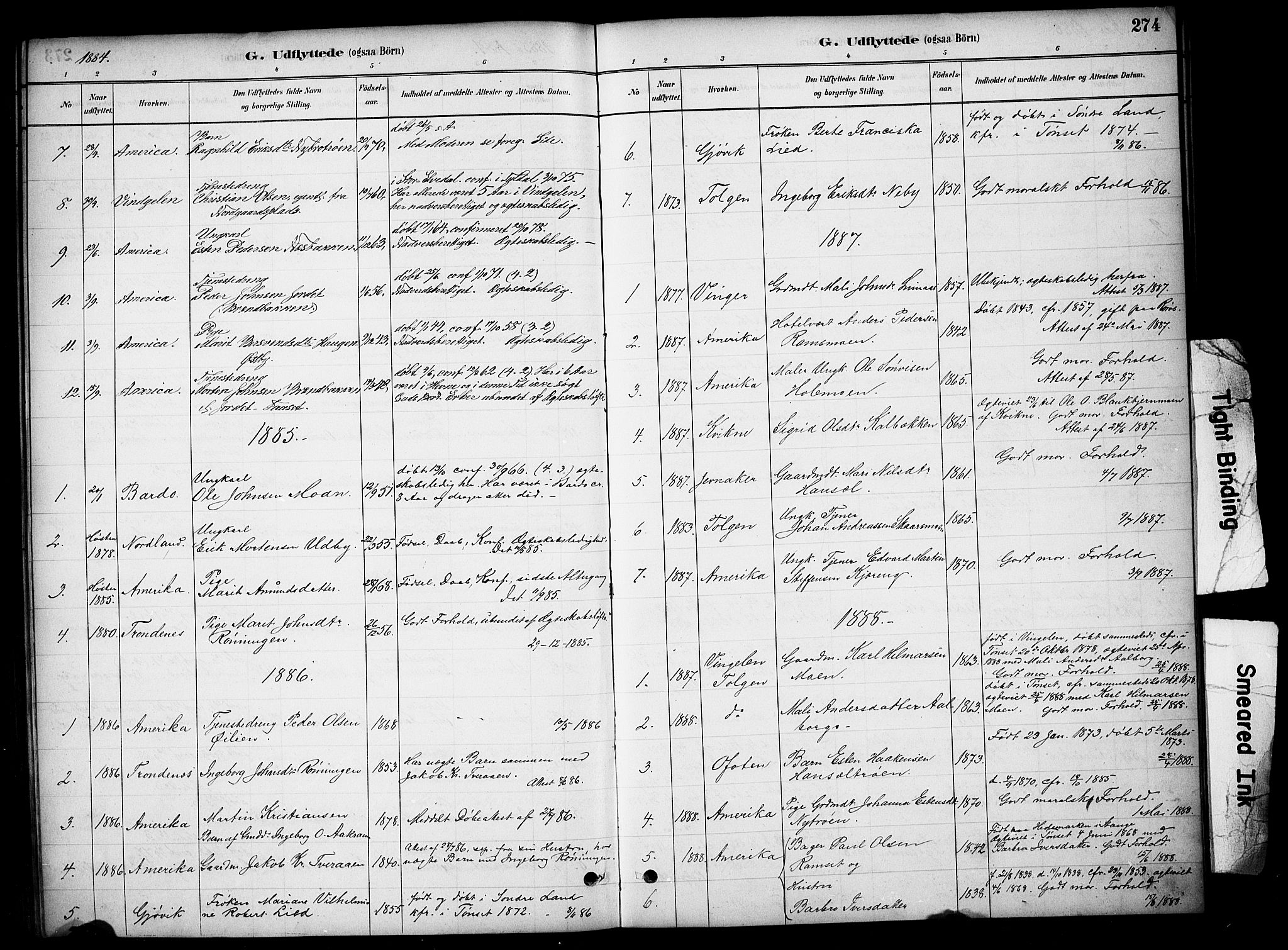 Tynset prestekontor, SAH/PREST-058/H/Ha/Hab/L0006: Parish register (copy) no. 6, 1880-1899, p. 274