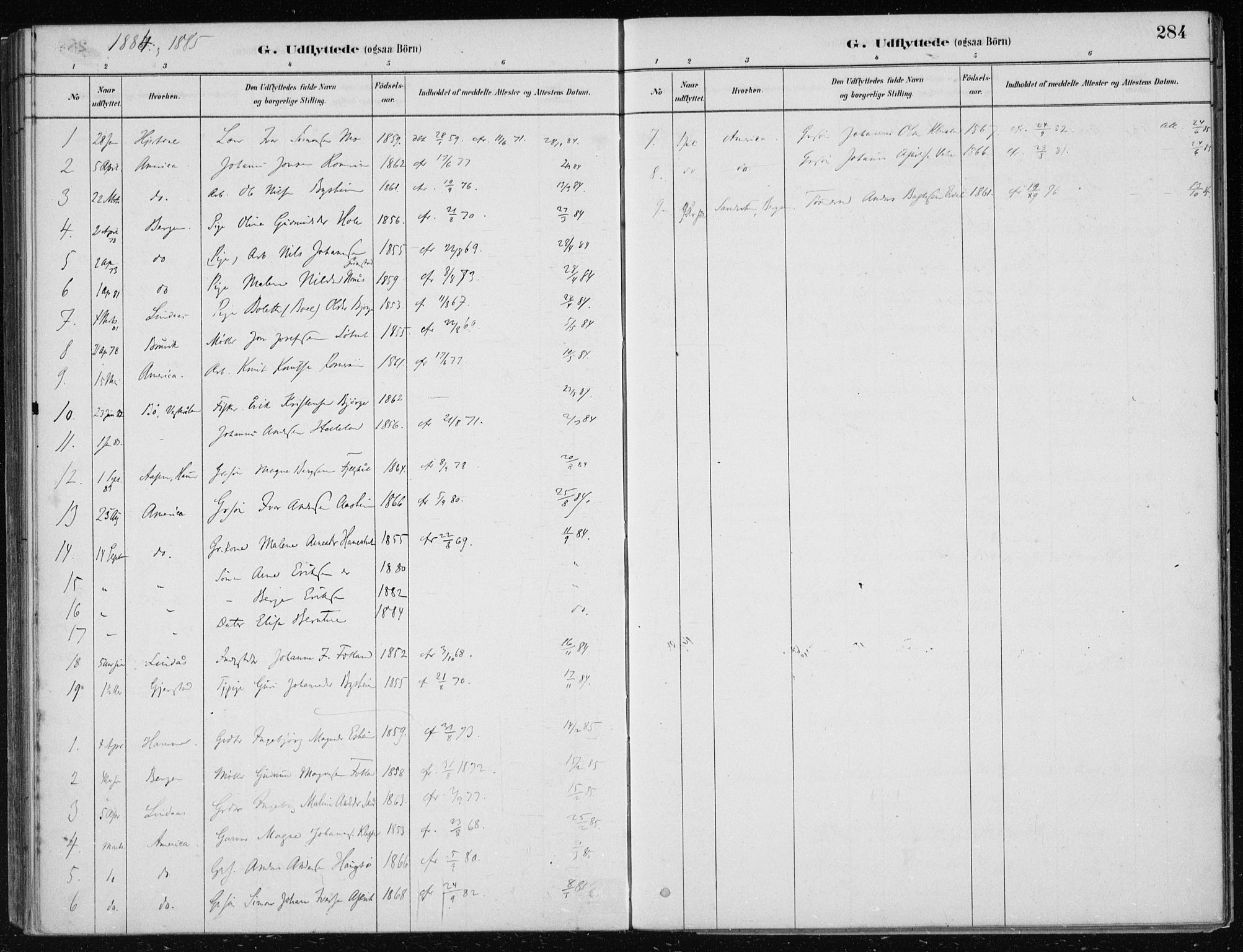 Hosanger sokneprestembete, AV/SAB-A-75801/H/Haa: Parish register (official) no. B  1, 1880-1896, p. 284