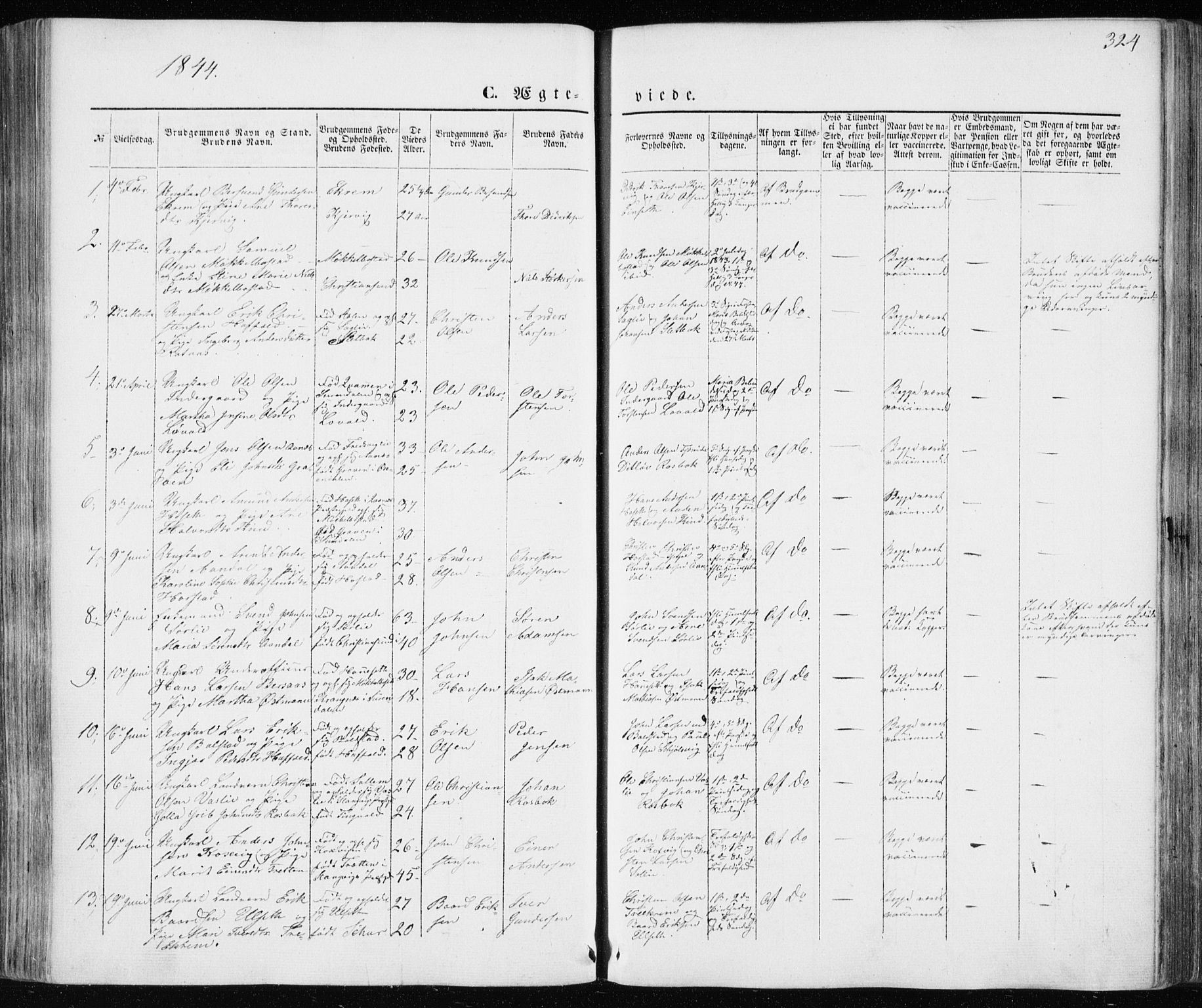 Ministerialprotokoller, klokkerbøker og fødselsregistre - Møre og Romsdal, SAT/A-1454/586/L0984: Parish register (official) no. 586A10, 1844-1856, p. 324