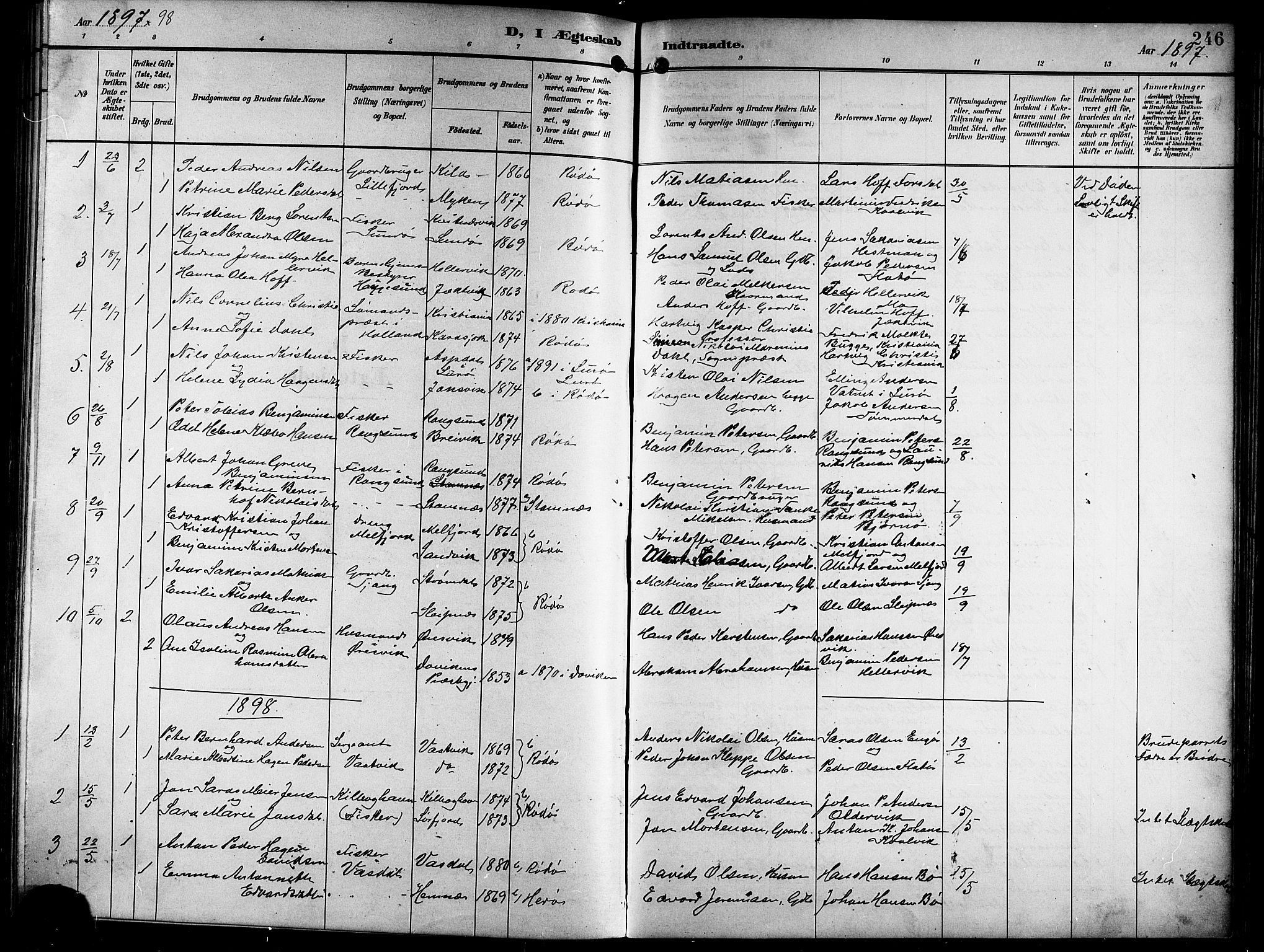Ministerialprotokoller, klokkerbøker og fødselsregistre - Nordland, SAT/A-1459/841/L0621: Parish register (copy) no. 841C05, 1897-1923, p. 246
