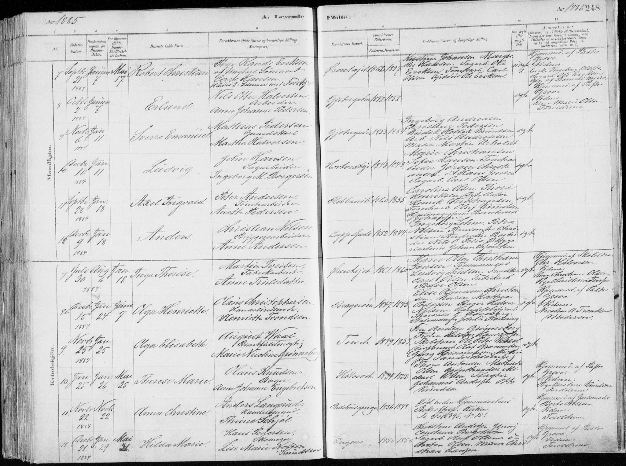 Bragernes kirkebøker, SAKO/A-6/F/Fb/L0006a: Parish register (official) no. II 6A, 1878-1885, p. 248