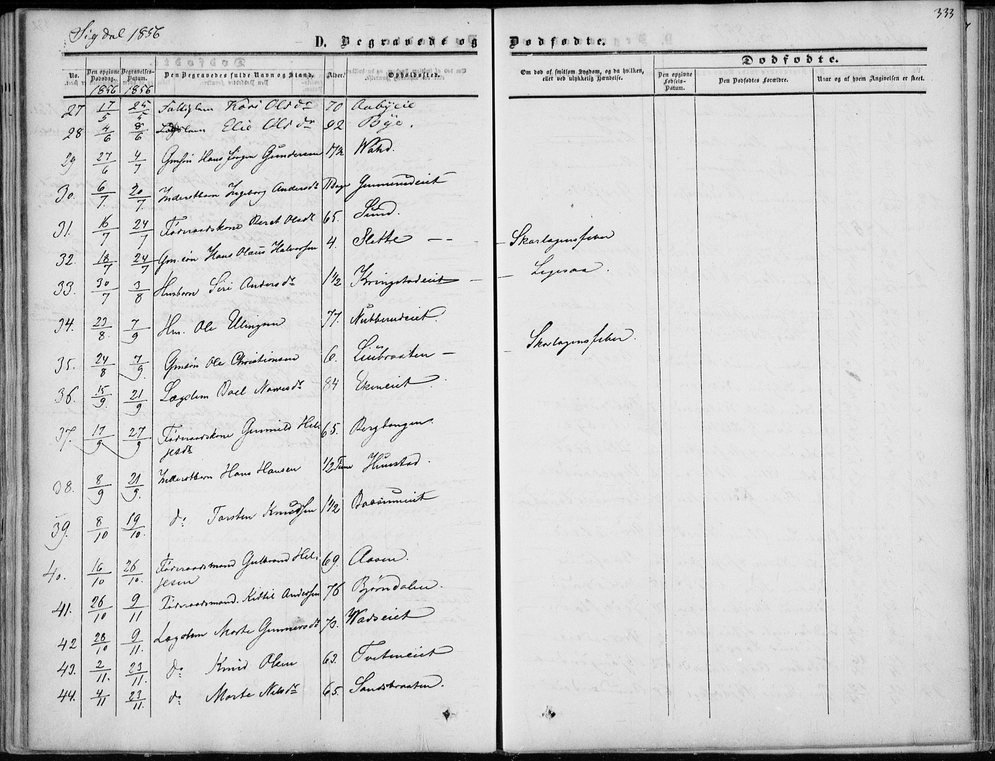 Sigdal kirkebøker, AV/SAKO-A-245/F/Fa/L0008: Parish register (official) no. I 8, 1850-1859, p. 333