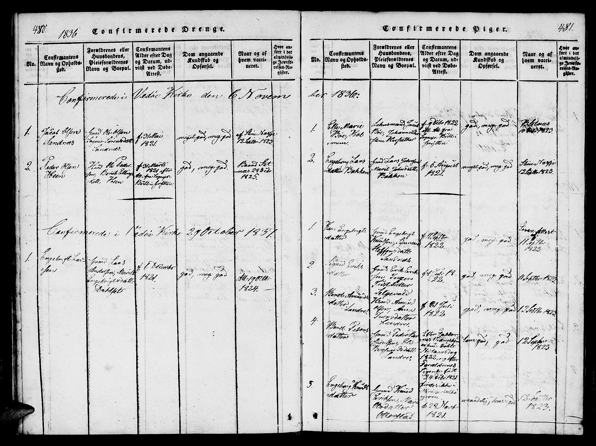 Ministerialprotokoller, klokkerbøker og fødselsregistre - Møre og Romsdal, AV/SAT-A-1454/548/L0612: Parish register (official) no. 548A01, 1818-1846, p. 480-481