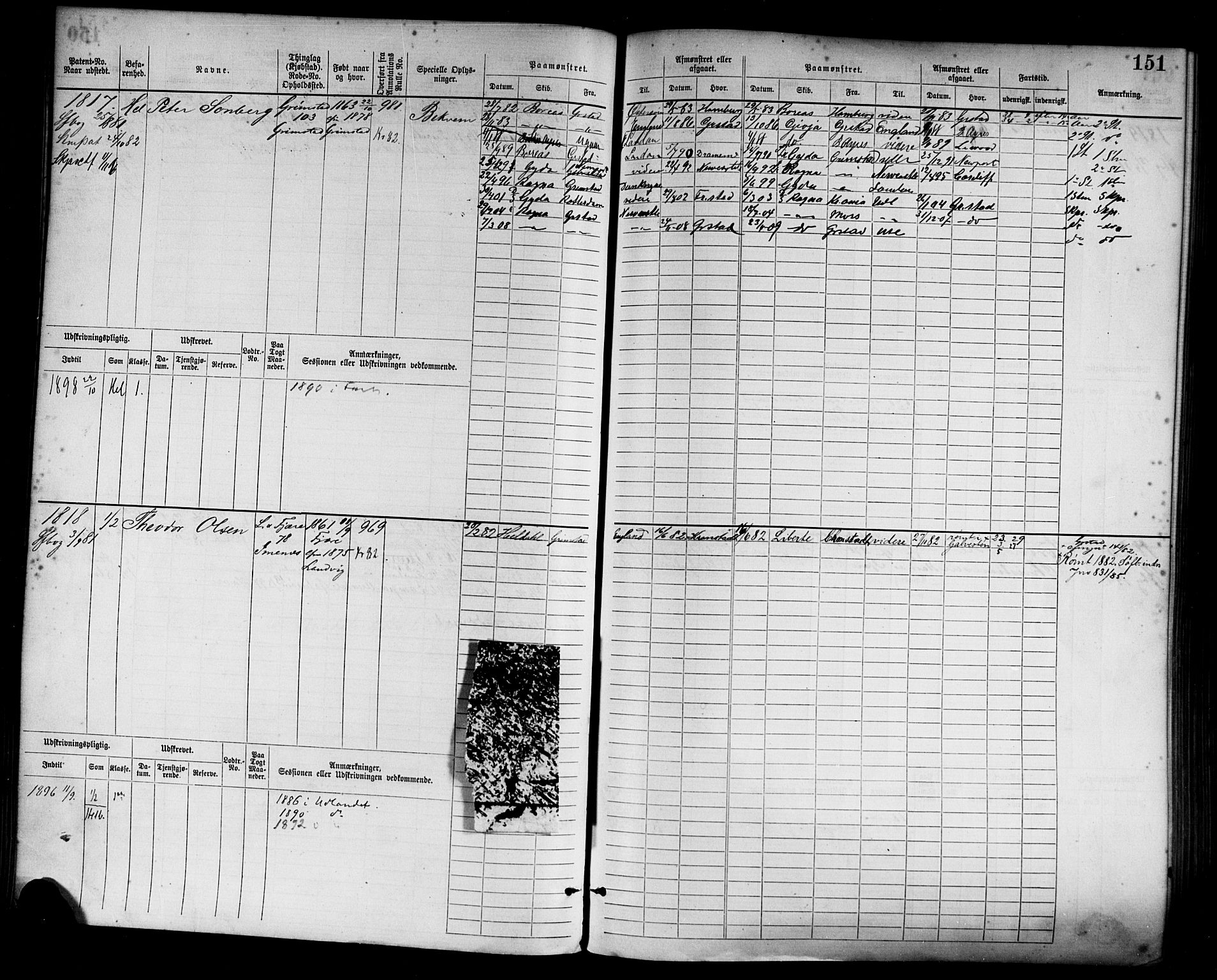 Grimstad mønstringskrets, AV/SAK-2031-0013/F/Fb/L0003: Hovedrulle nr 1517-2276, F-6, 1877-1888, p. 157