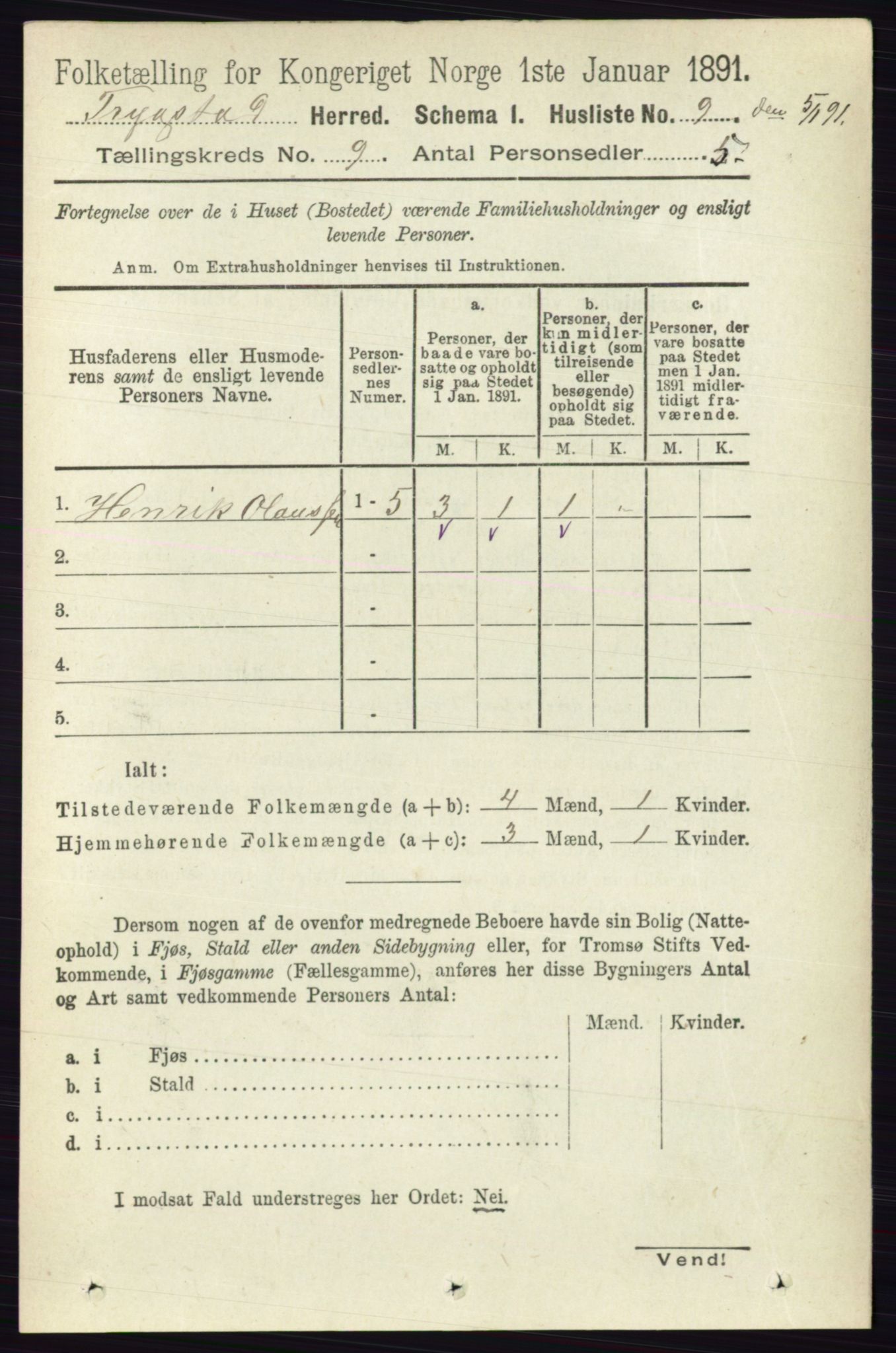 RA, 1891 Census for 0122 Trøgstad, 1891, p. 3839