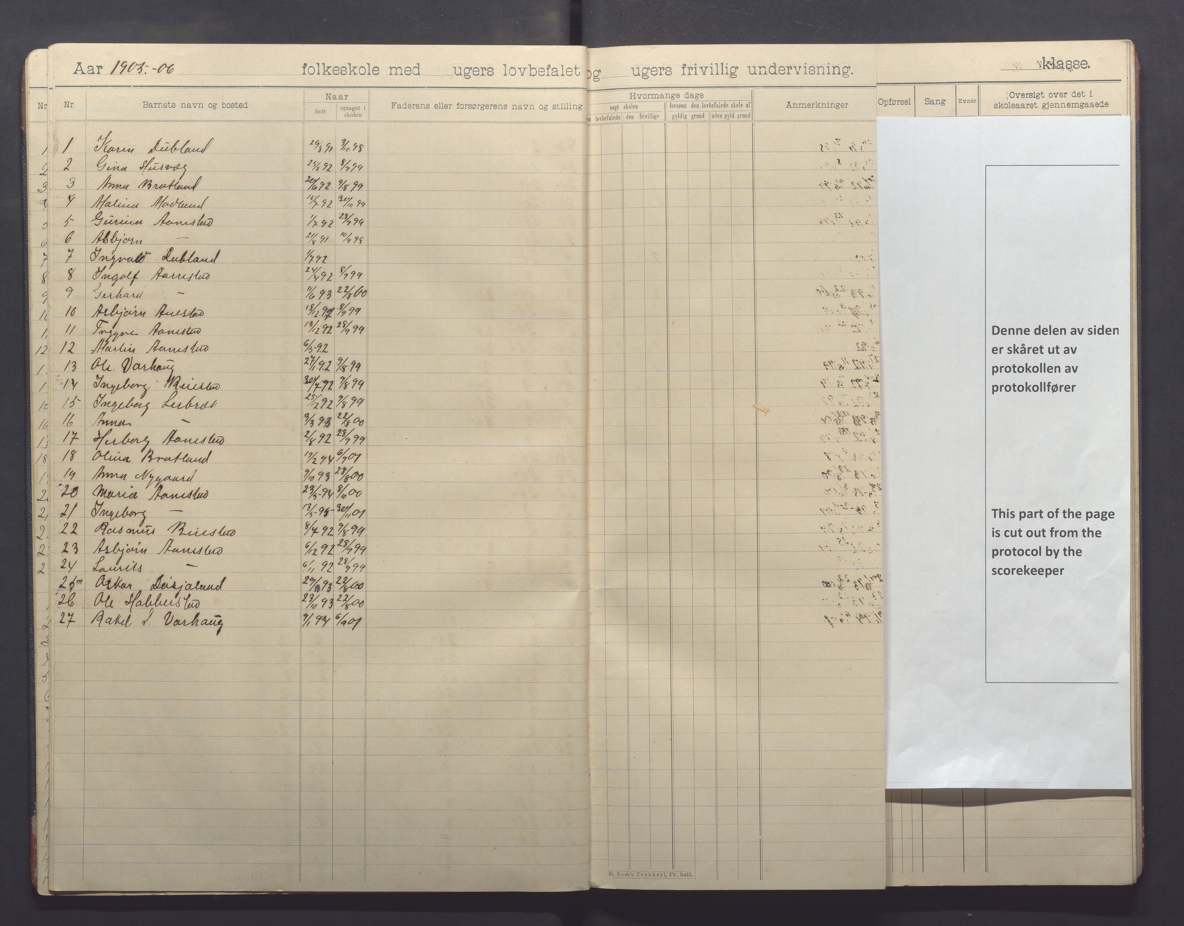 Varhaug kommune- Lerbrekk skule, IKAR/K-100961/H/L0003: Skuleprotokoll, 1902-1913, p. 15