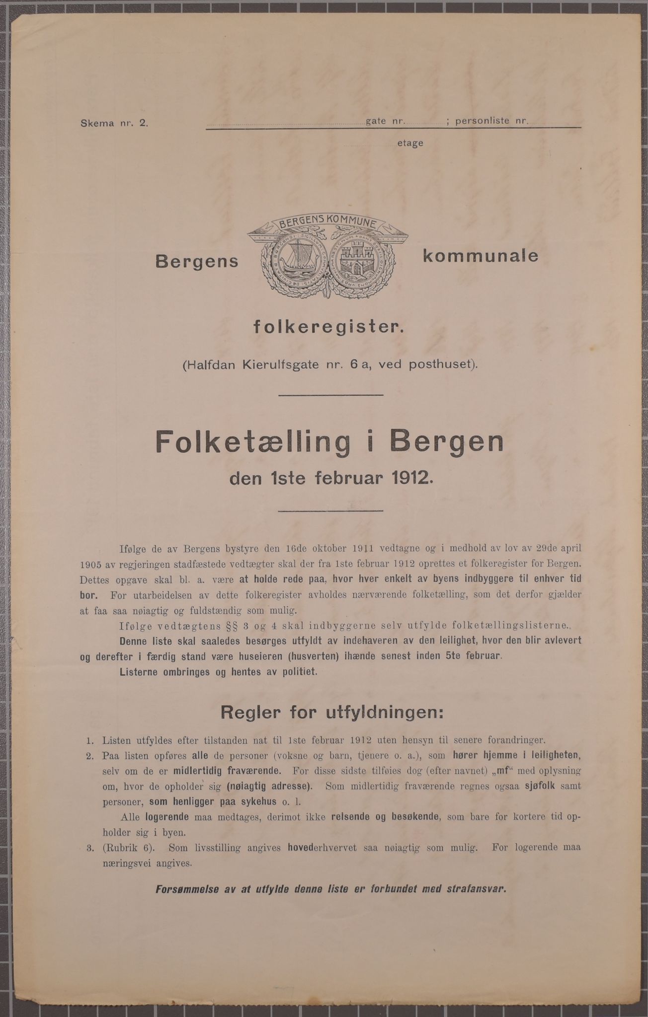 SAB, Municipal Census 1912 for Bergen, 1912, p. 1894