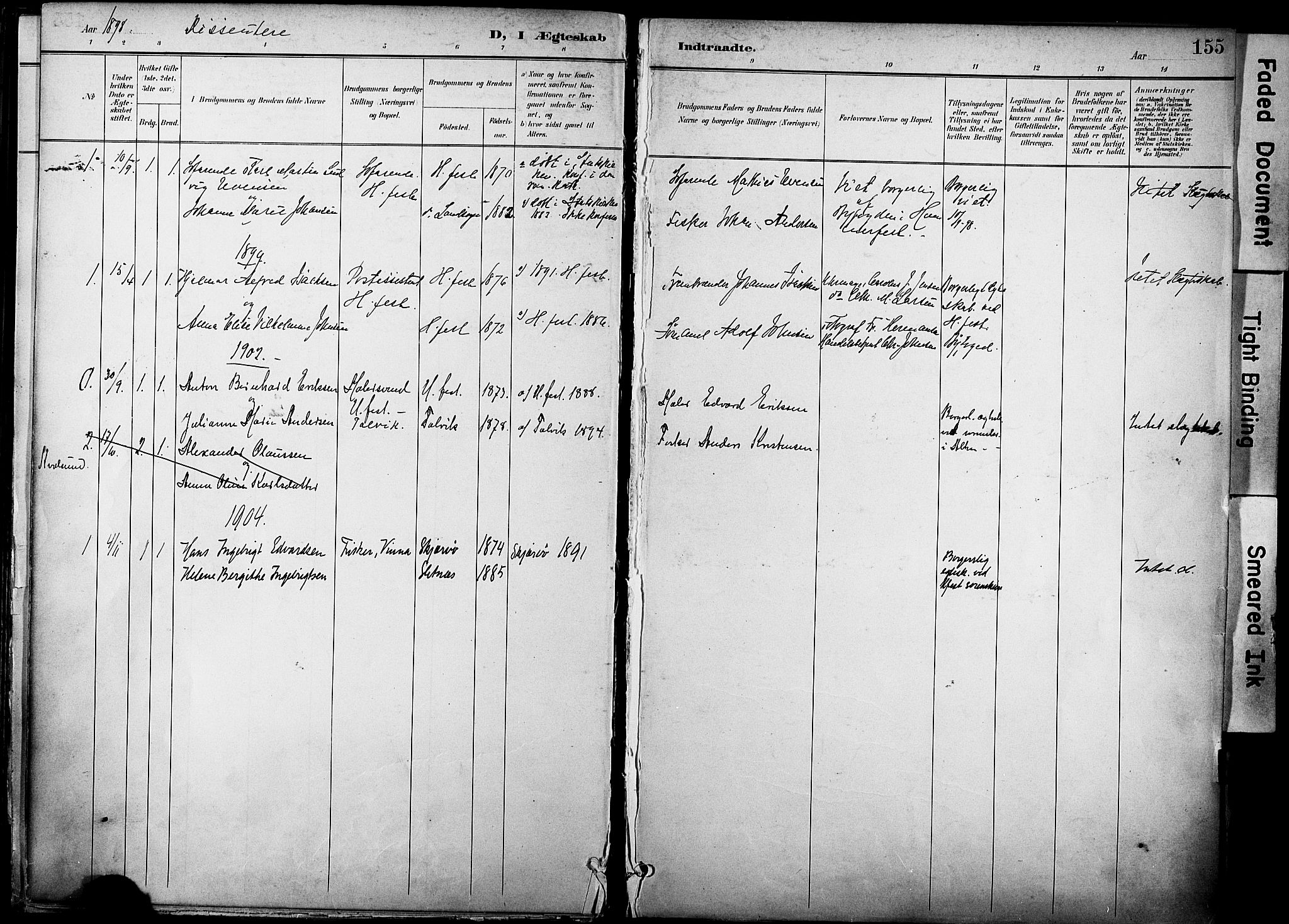 Hammerfest sokneprestkontor, SATØ/S-1347/H/Ha/L0010.kirke: Parish register (official) no. 10, 1898-1905, p. 155