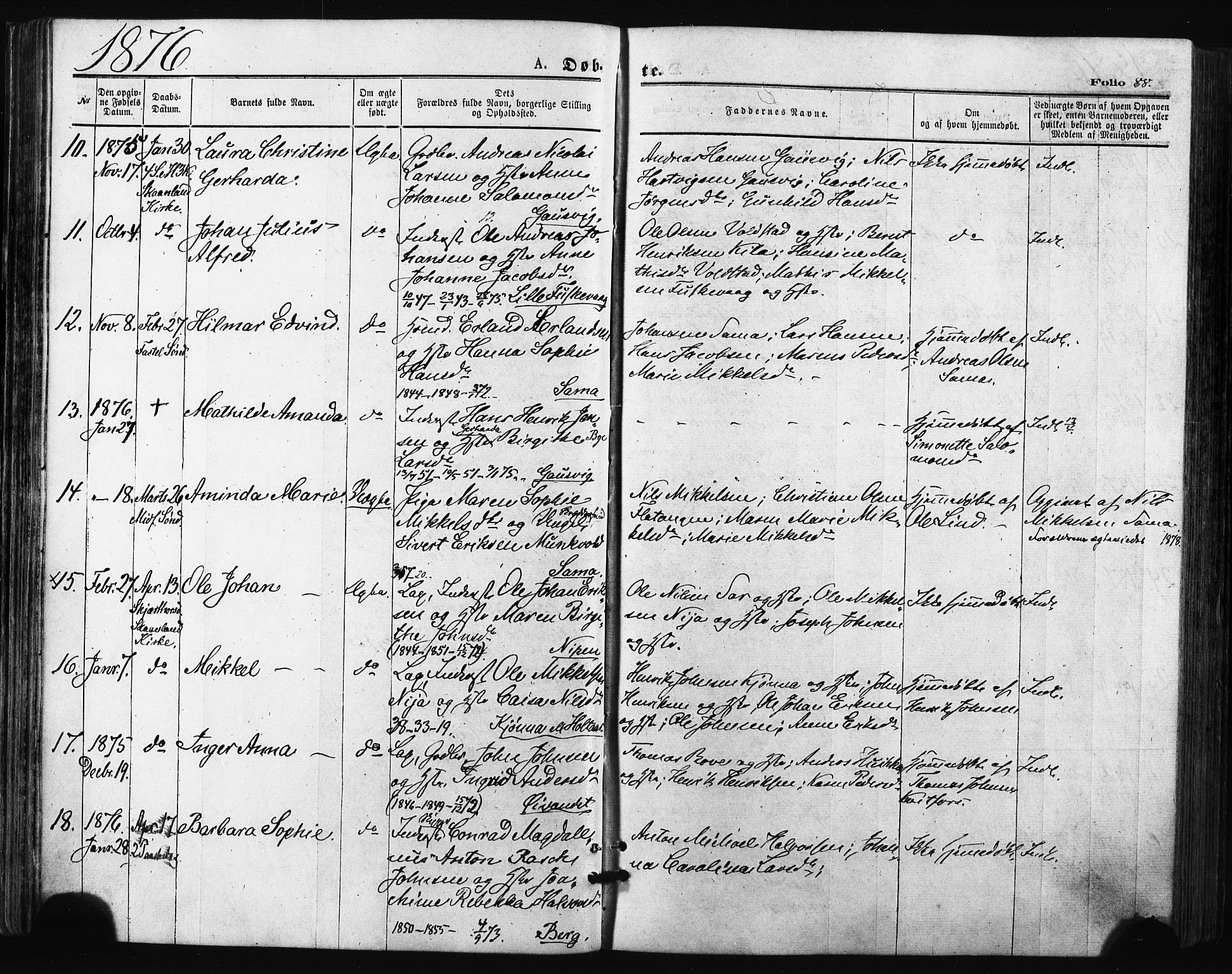 Trondenes sokneprestkontor, AV/SATØ-S-1319/H/Ha/L0013kirke: Parish register (official) no. 13, 1870-1878, p. 88