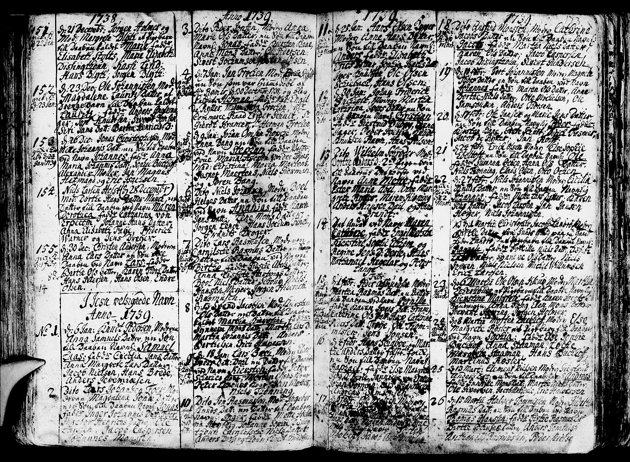 Nykirken Sokneprestembete, SAB/A-77101/H/Haa/L0003: Parish register (official) no. A 3, 1717-1764, p. 173
