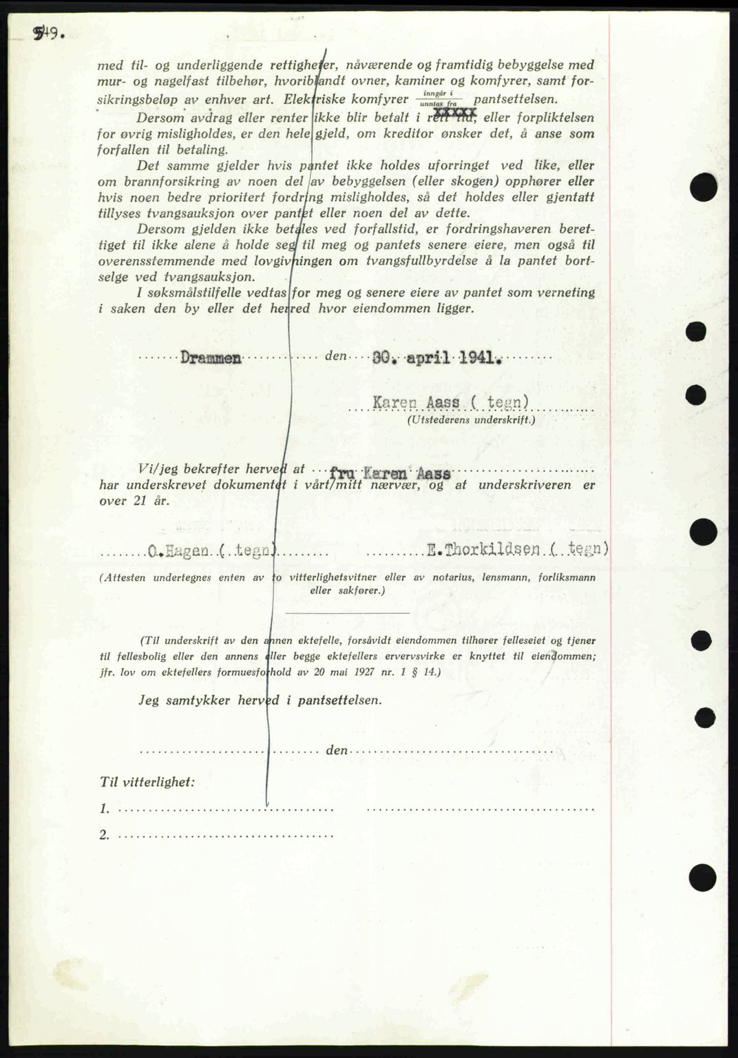 Eiker, Modum og Sigdal sorenskriveri, AV/SAKO-A-123/G/Ga/Gab/L0043: Mortgage book no. A13, 1940-1941, Diary no: : 977/1941