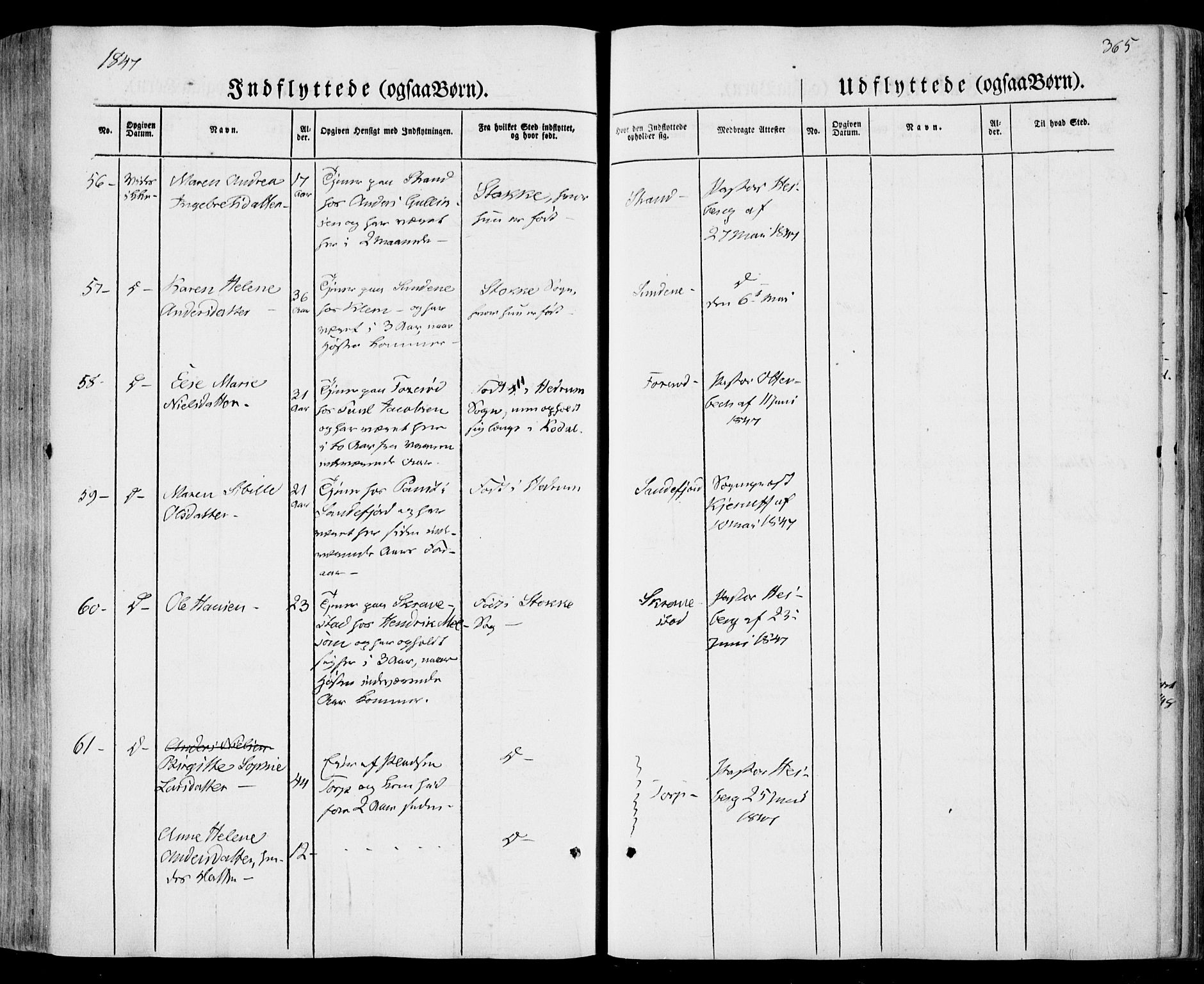 Sandar kirkebøker, AV/SAKO-A-243/F/Fa/L0006: Parish register (official) no. 6, 1847-1860, p. 365