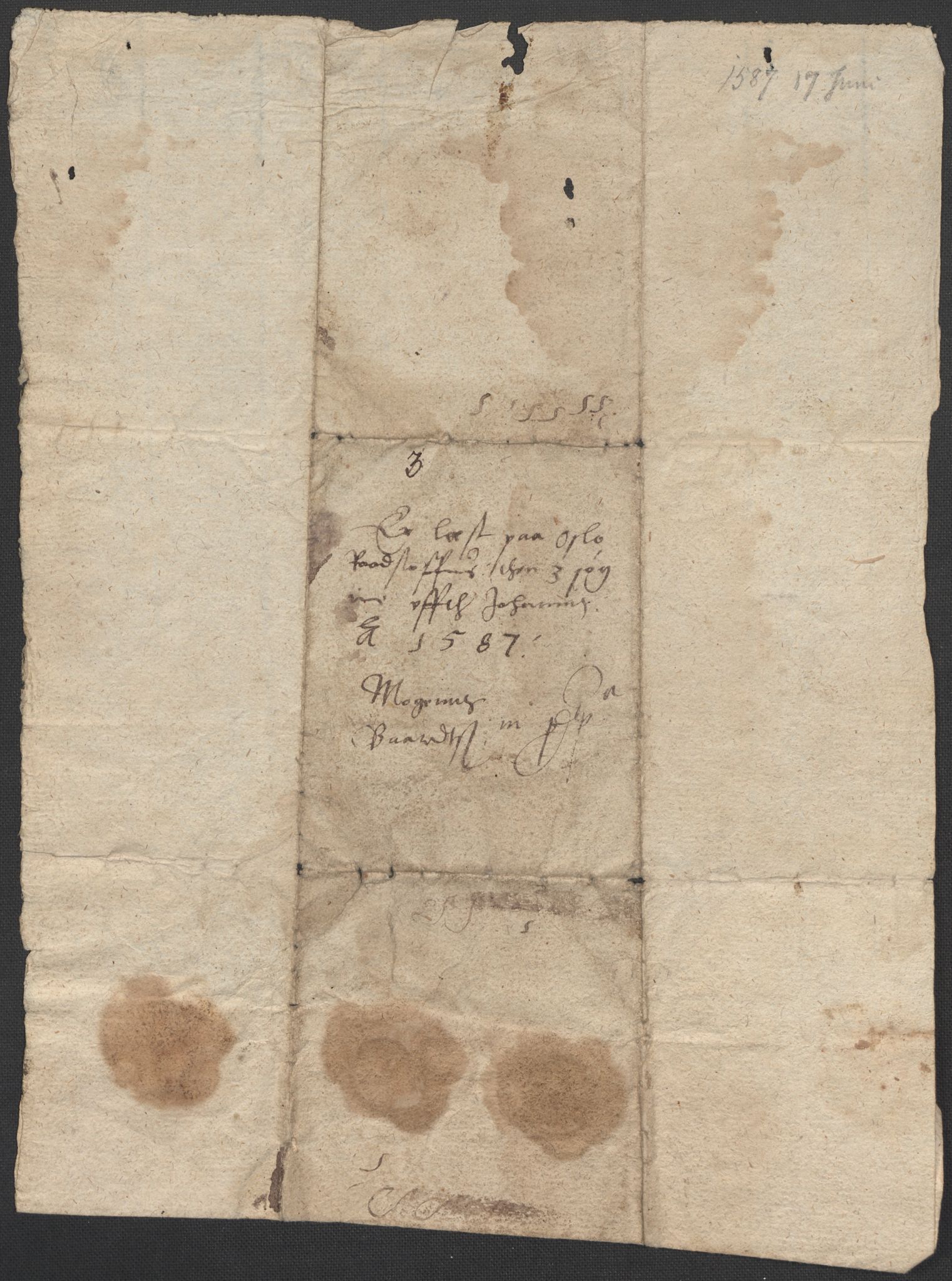 Riksarkivets diplomsamling, AV/RA-EA-5965/F02/L0088: Dokumenter, 1586-1587, p. 109