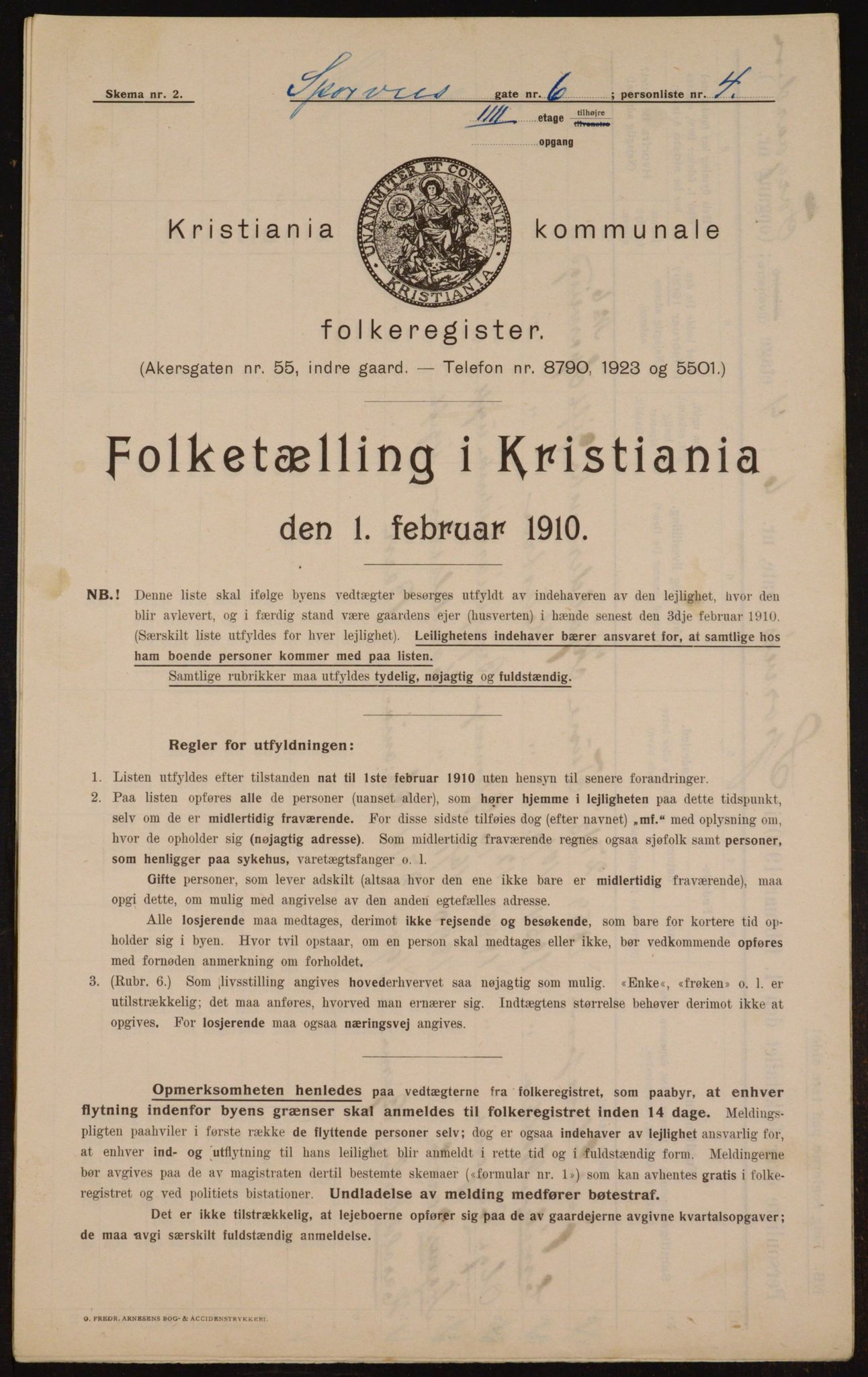 OBA, Municipal Census 1910 for Kristiania, 1910, p. 95540