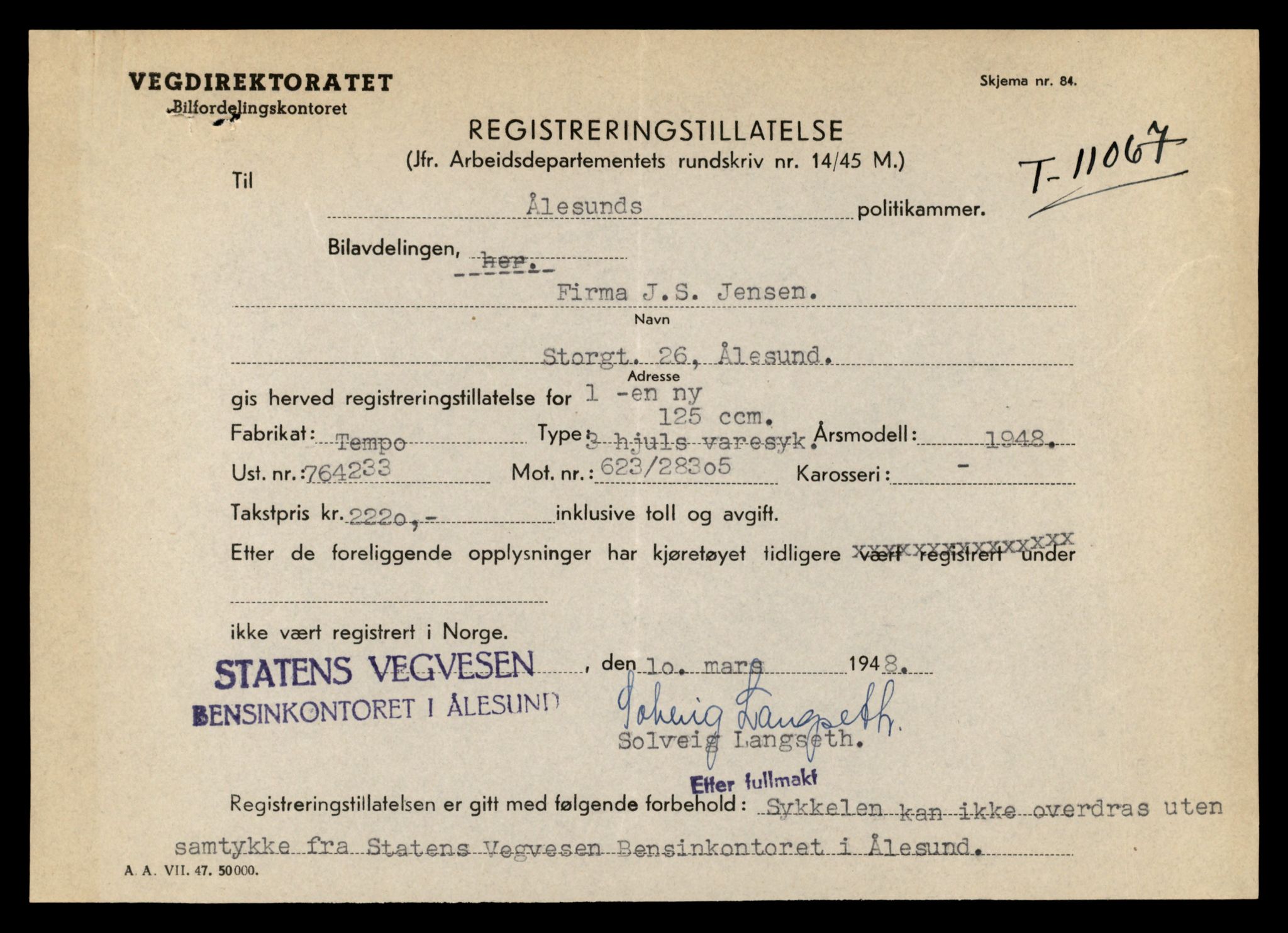 Møre og Romsdal vegkontor - Ålesund trafikkstasjon, AV/SAT-A-4099/F/Fe/L0029: Registreringskort for kjøretøy T 11430 - T 11619, 1927-1998, p. 1443