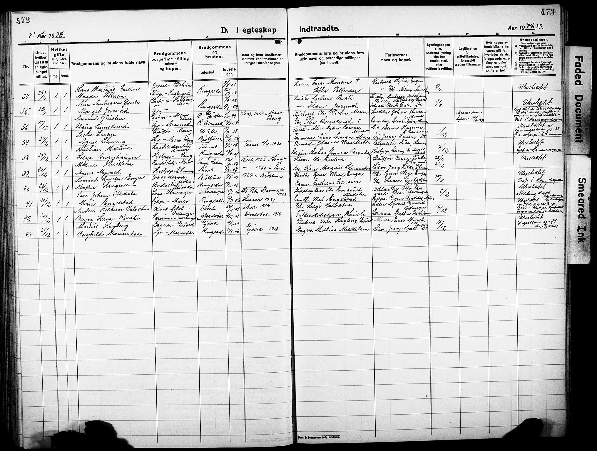 Ringsaker prestekontor, AV/SAH-PREST-014/L/La/L0019: Parish register (copy) no. 19, 1923-1933, p. 472-473