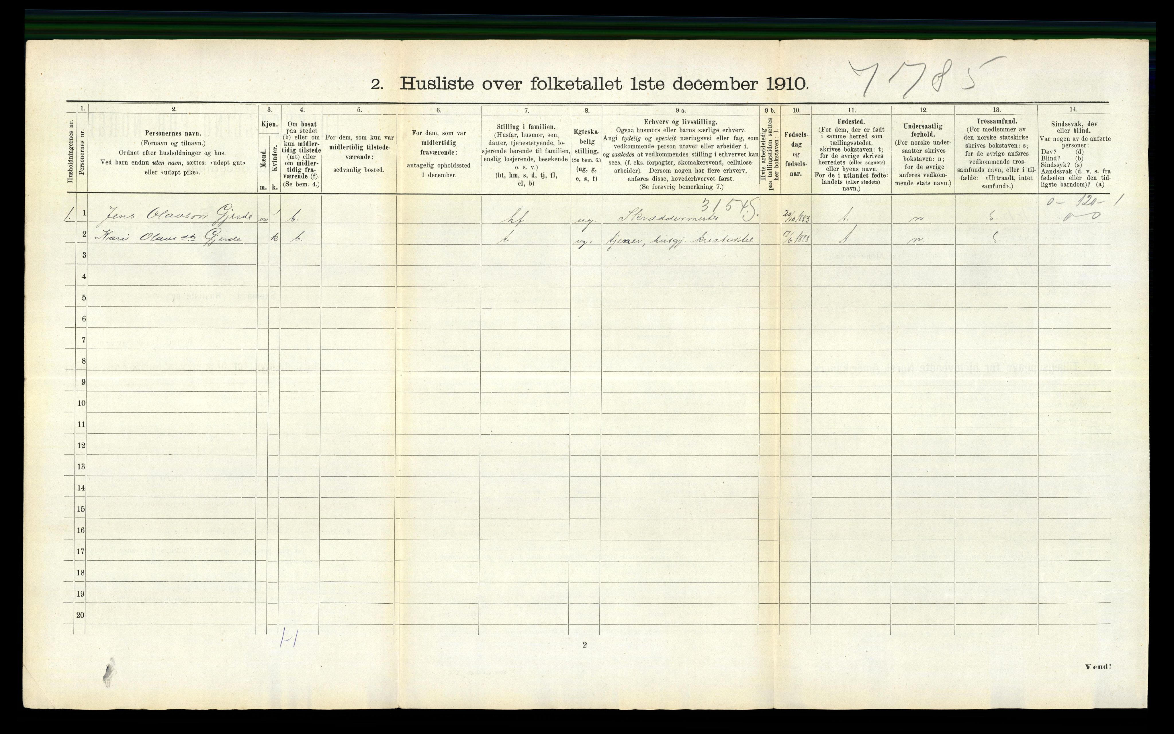 RA, 1910 census for Kvinnherad, 1910, p. 586