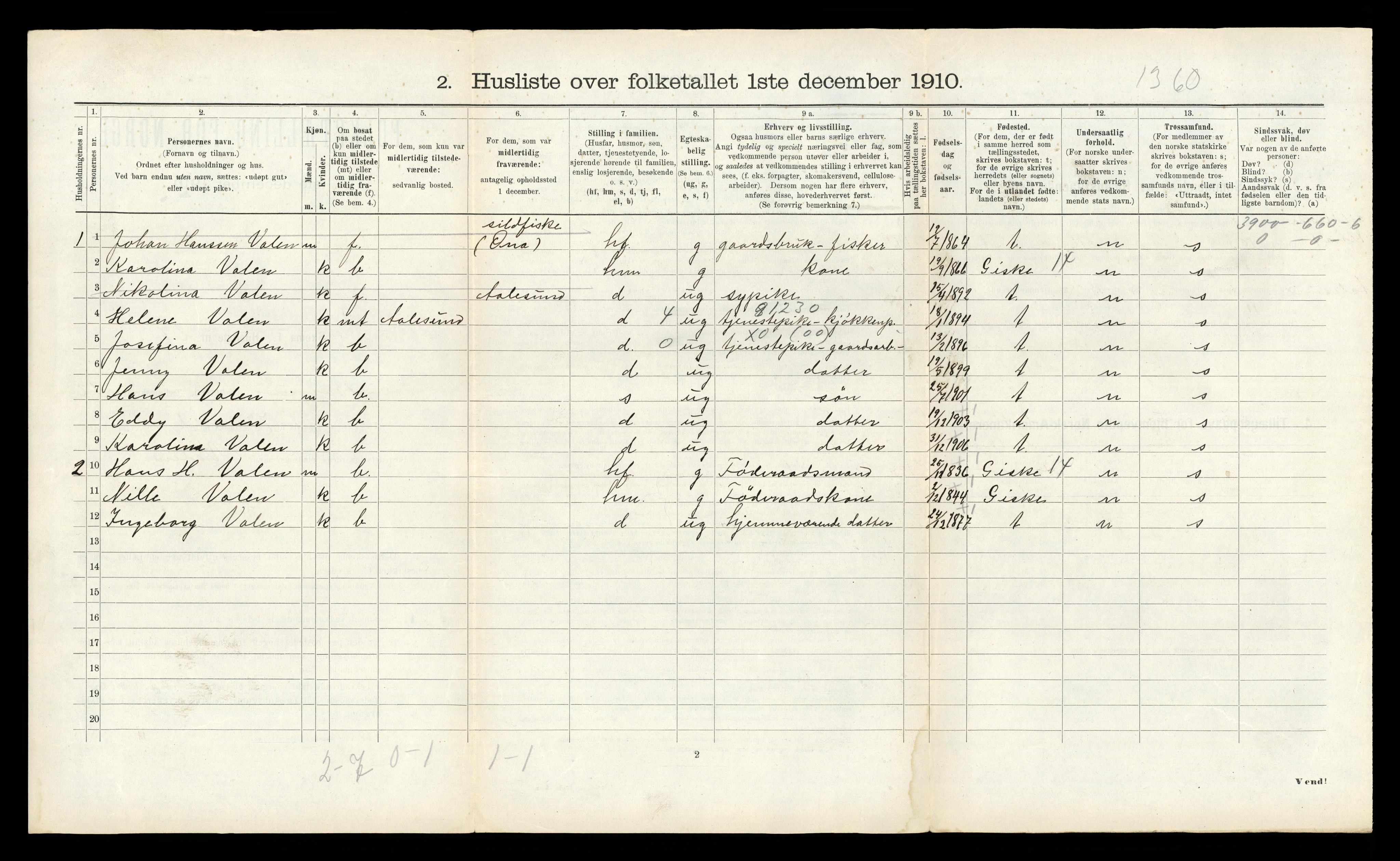 RA, 1910 census for Borgund, 1910, p. 1024